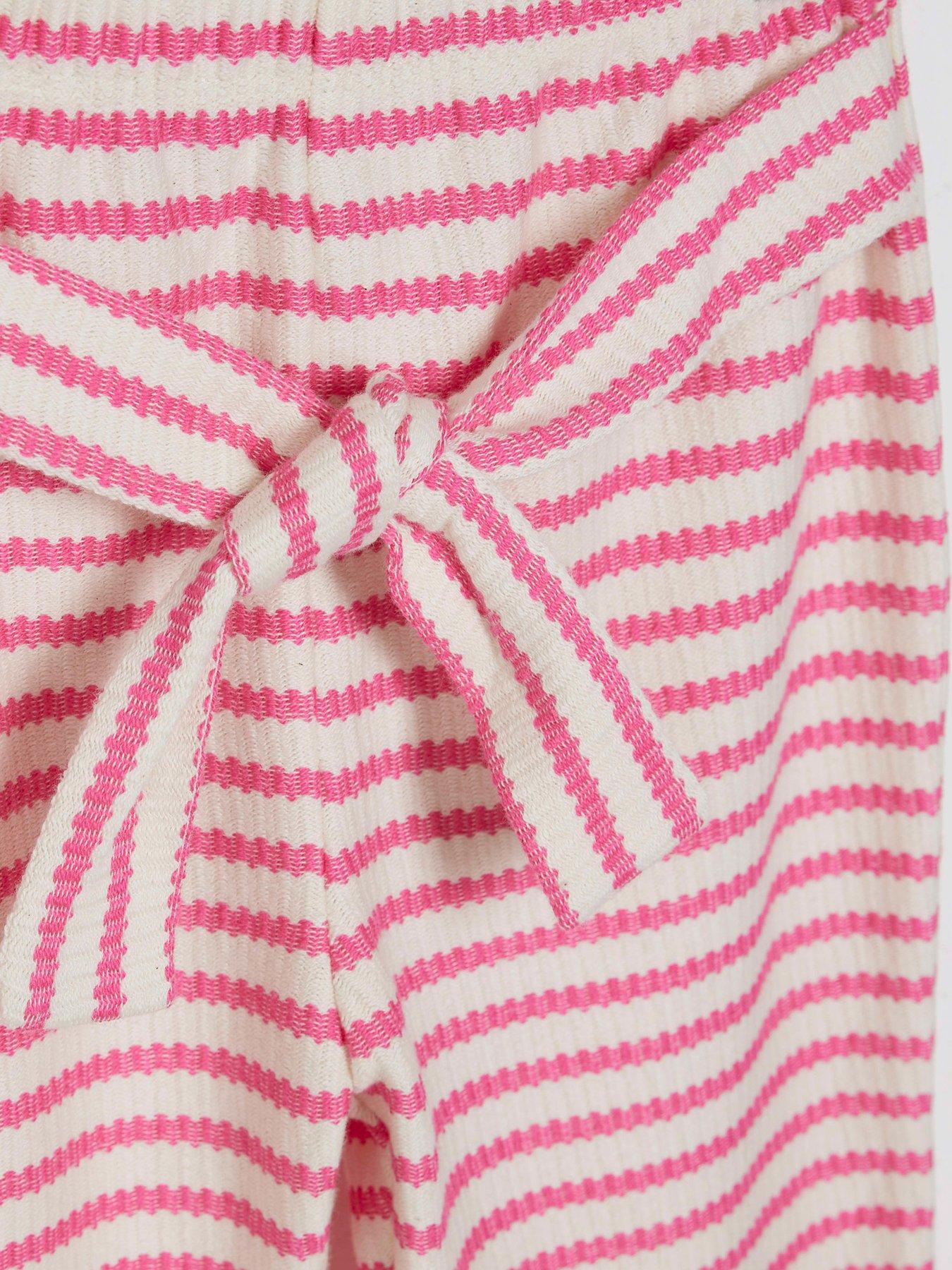  image of river-island-mini-girls-short-sleeve-stripe-set-pink