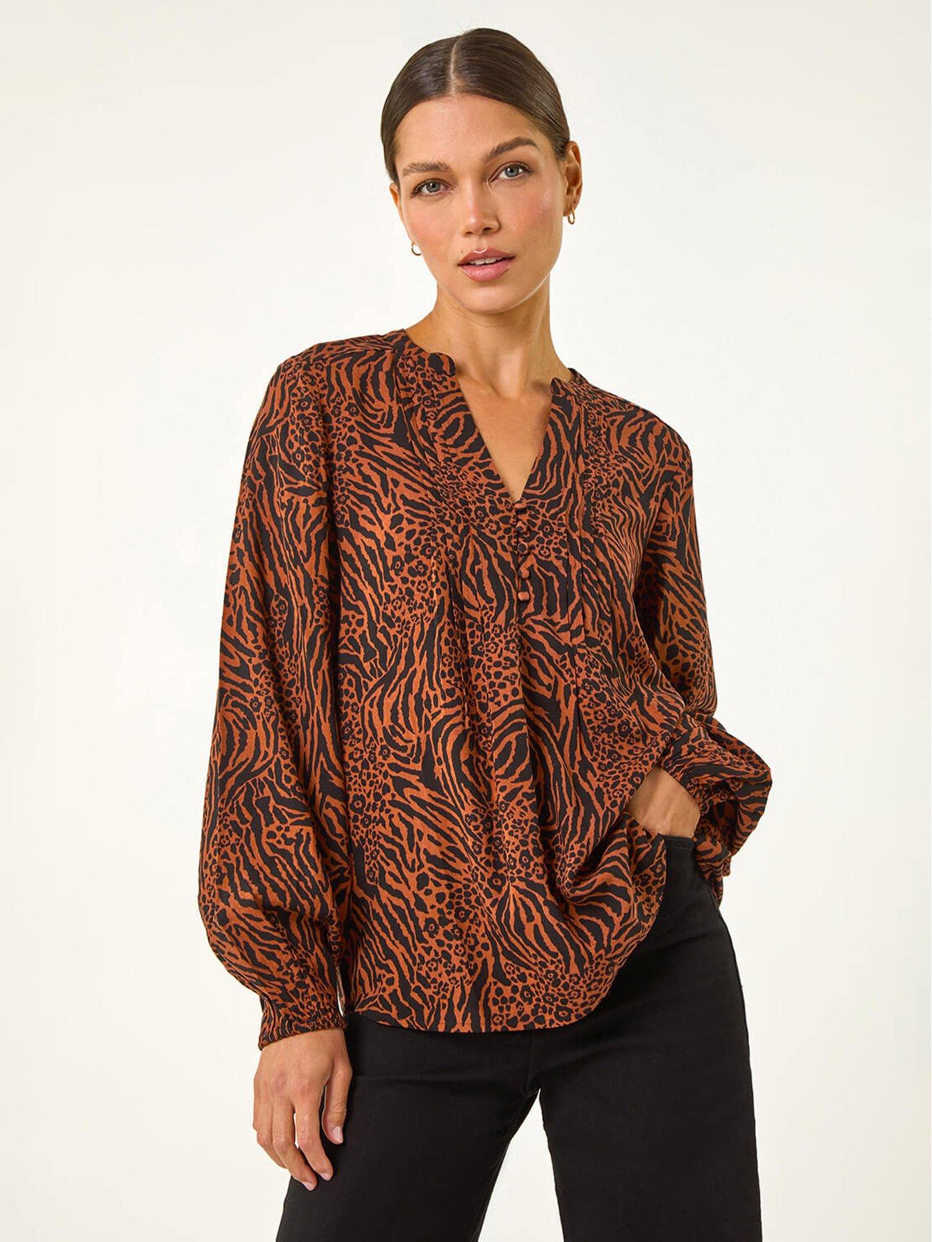 roman-animal-print-buttoned-pinktuck-top-rust