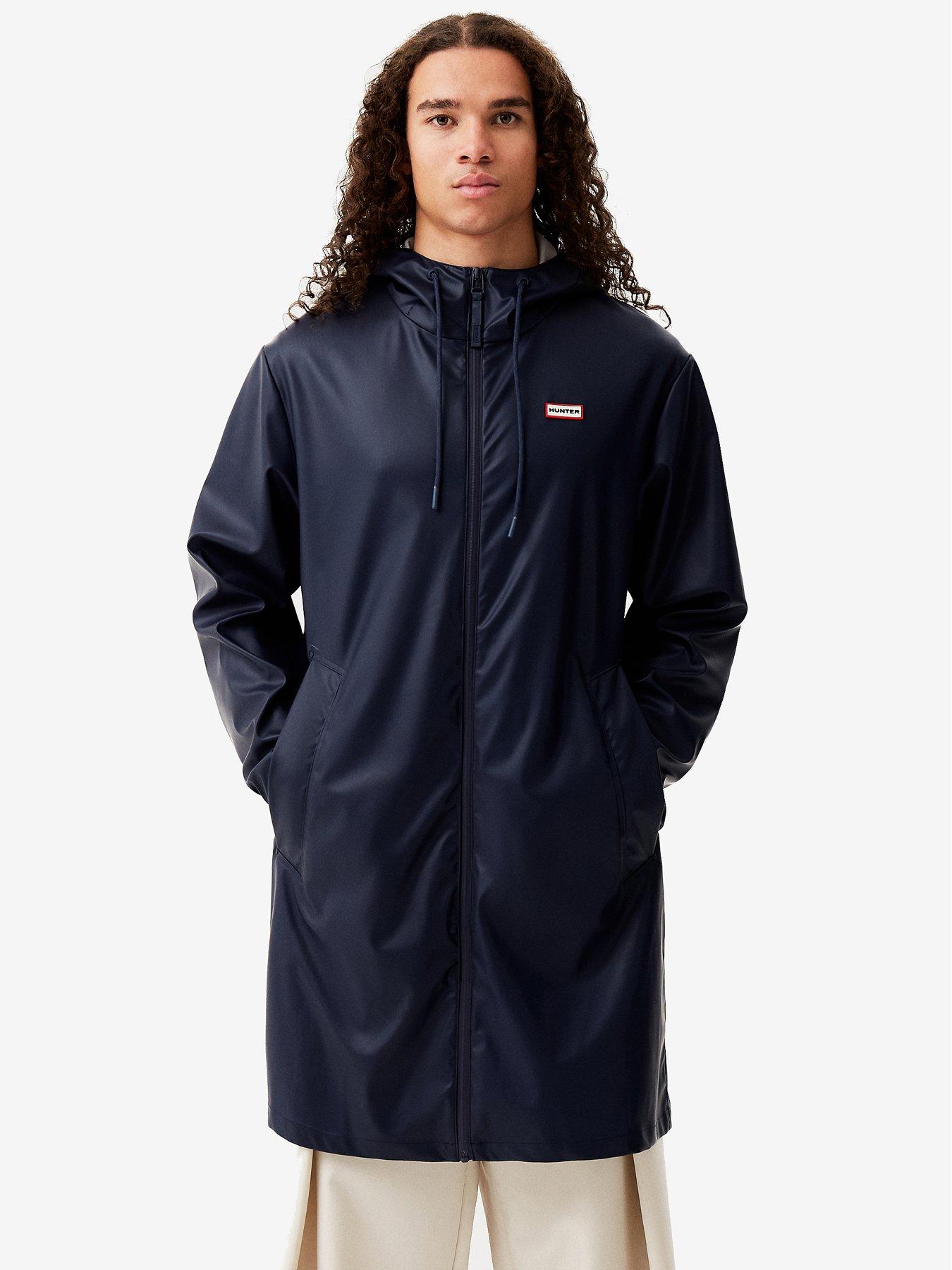 Hunter Mens Andrea Pu Longline Raincoat - Navy