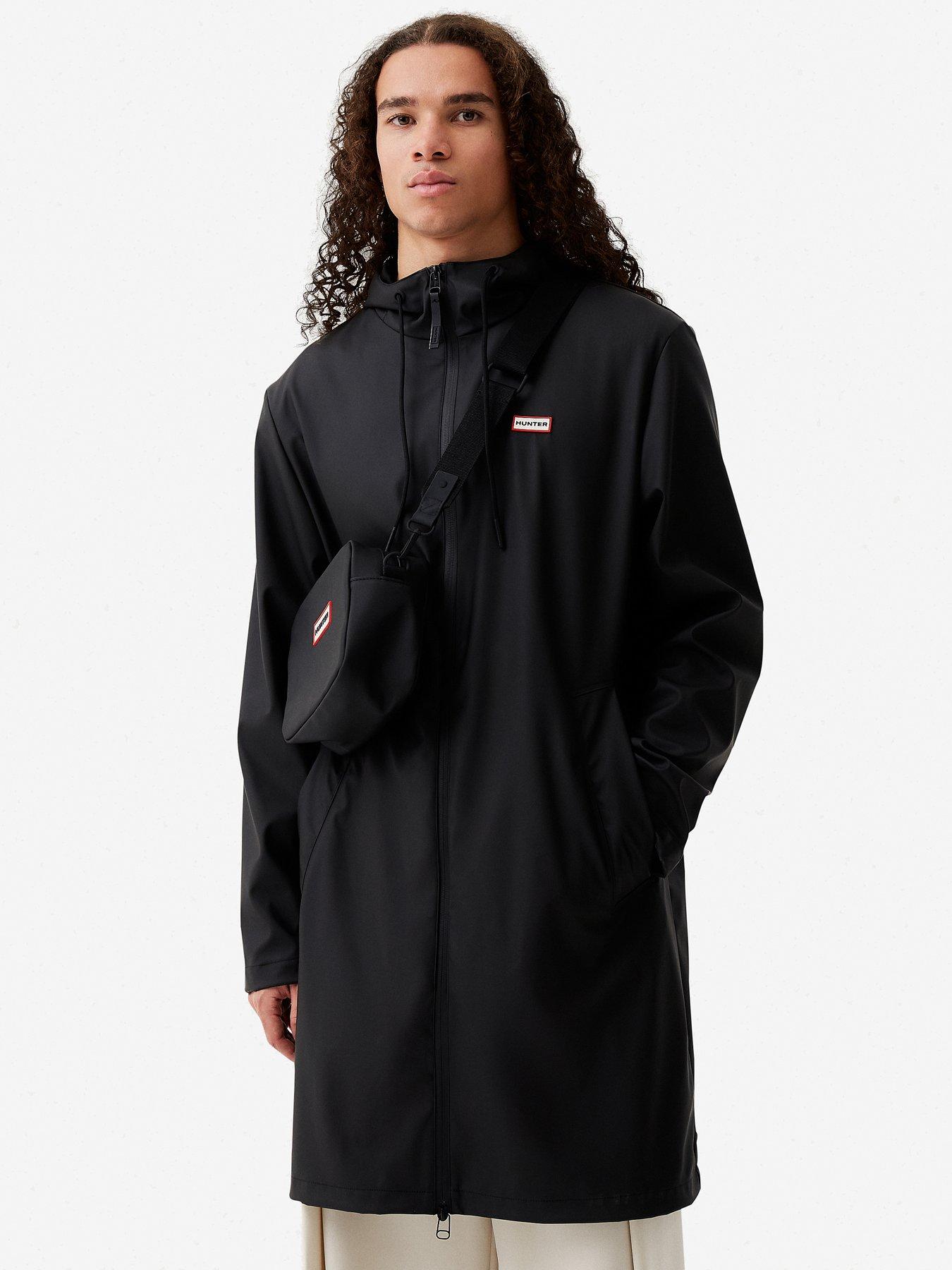 undefined Mens Andrea Pu Longline Raincoat - Black