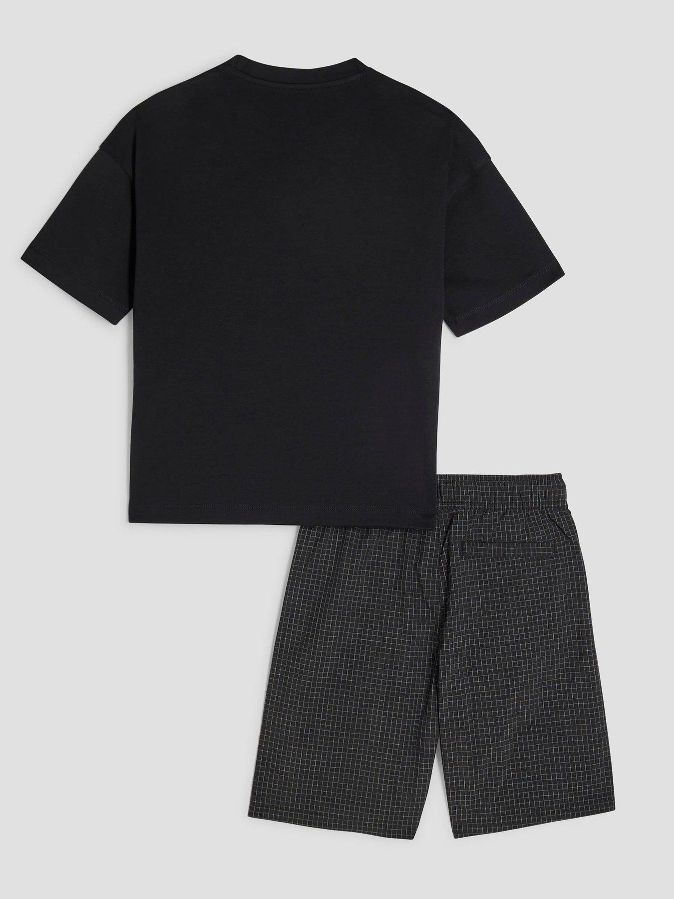  image of river-island-boys-mesh-pocket-t-shirt-set-black