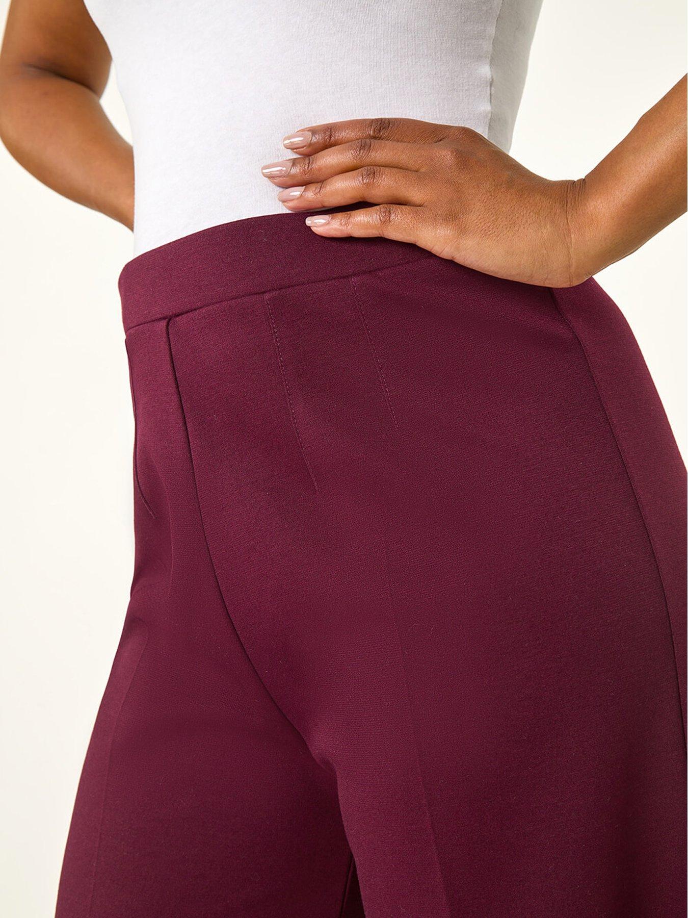 Image 5 of 5 of Roman Petite Wide Leg Ponte Stretch Trouser - Wine