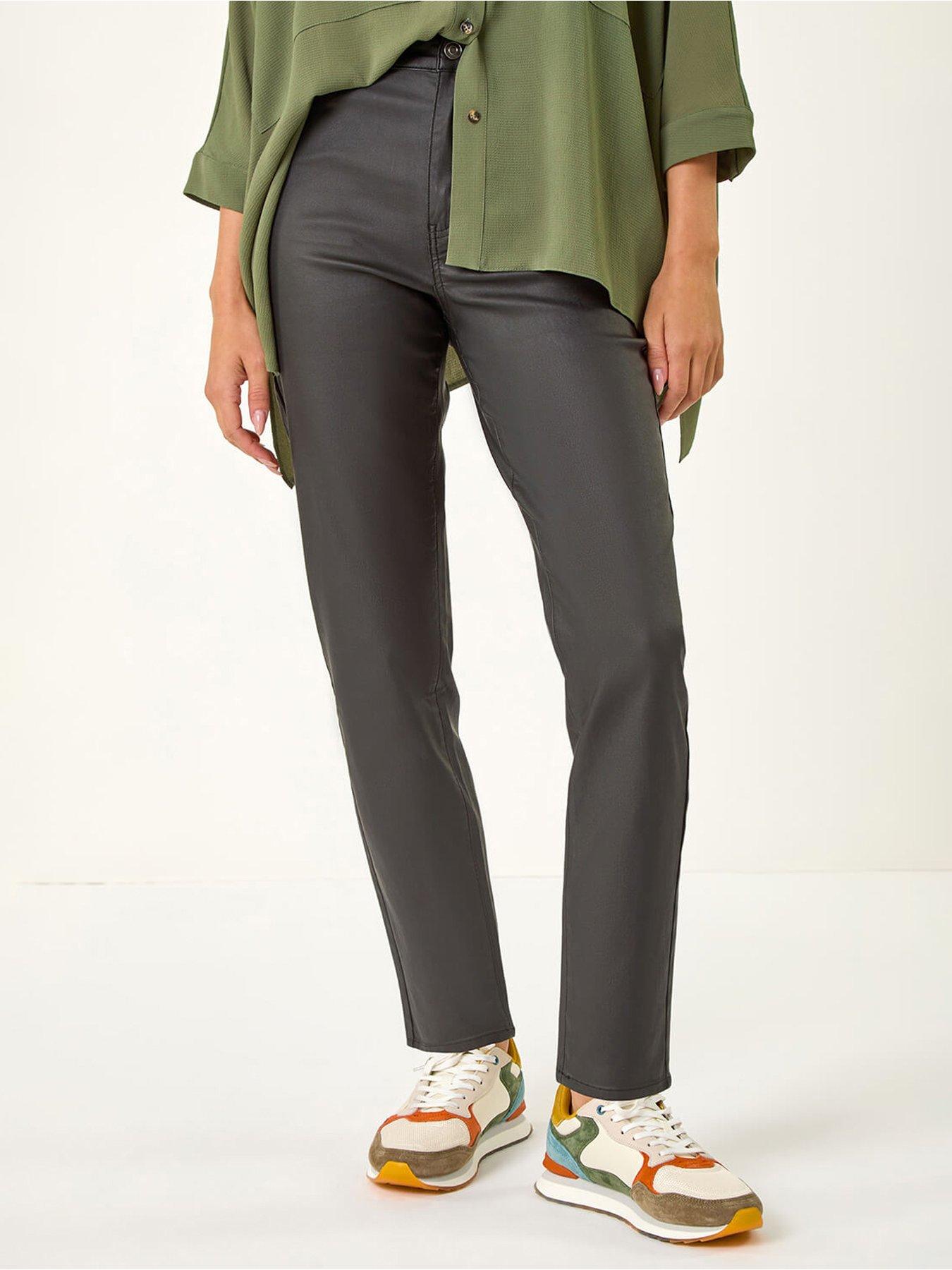 Image 1 of 5 of Roman Coated Finish Mom Style Jeans - Black