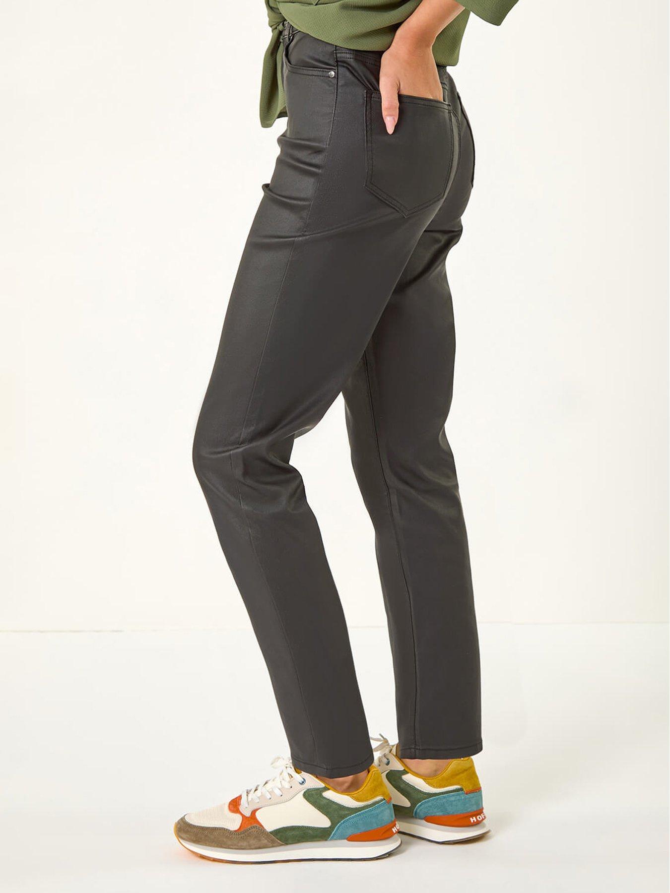Image 2 of 5 of Roman Coated Finish Mom Style Jeans - Black