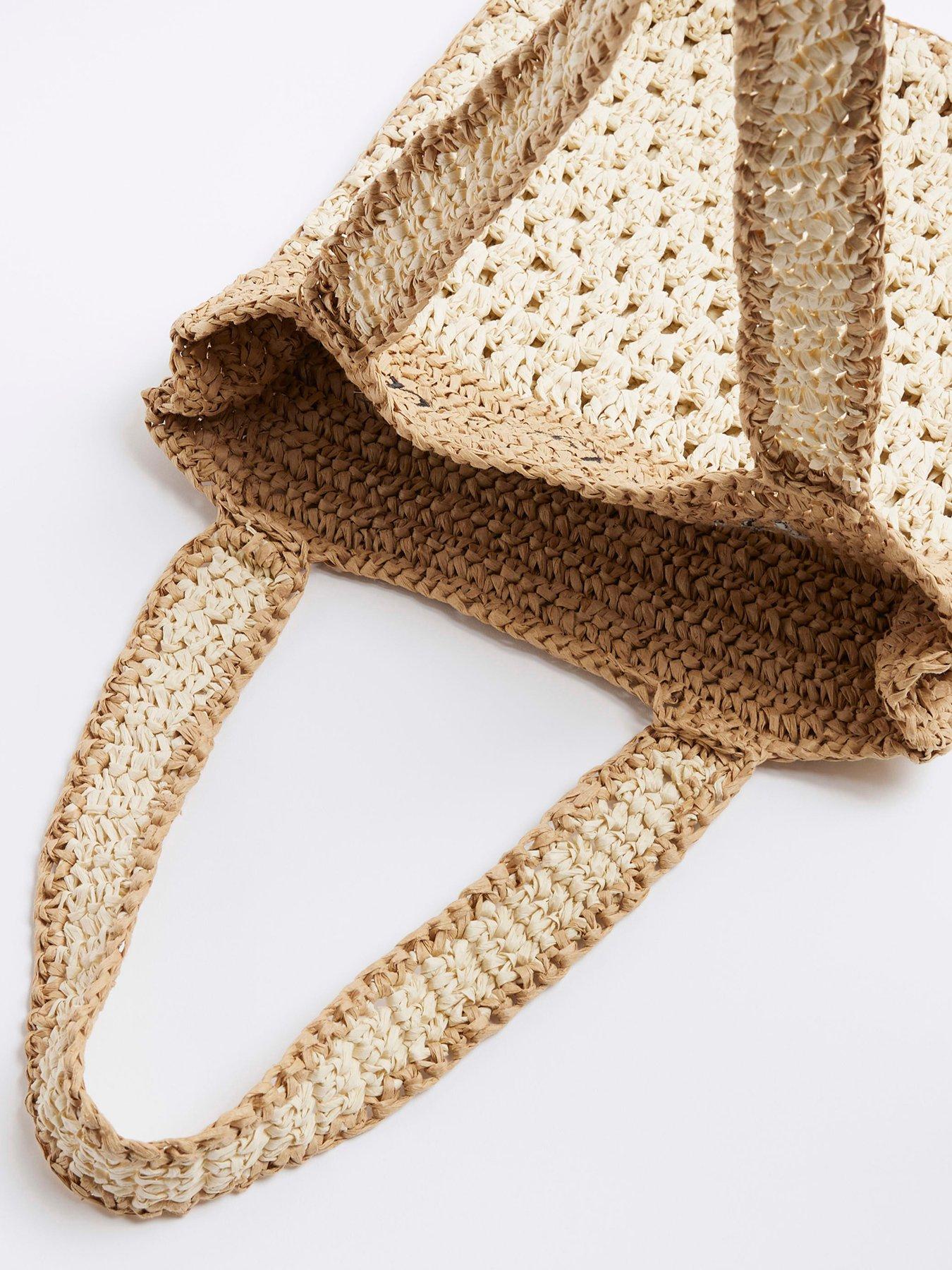  image of river-island-girls-raffia-shoulder-holiday-beach-bag-beige