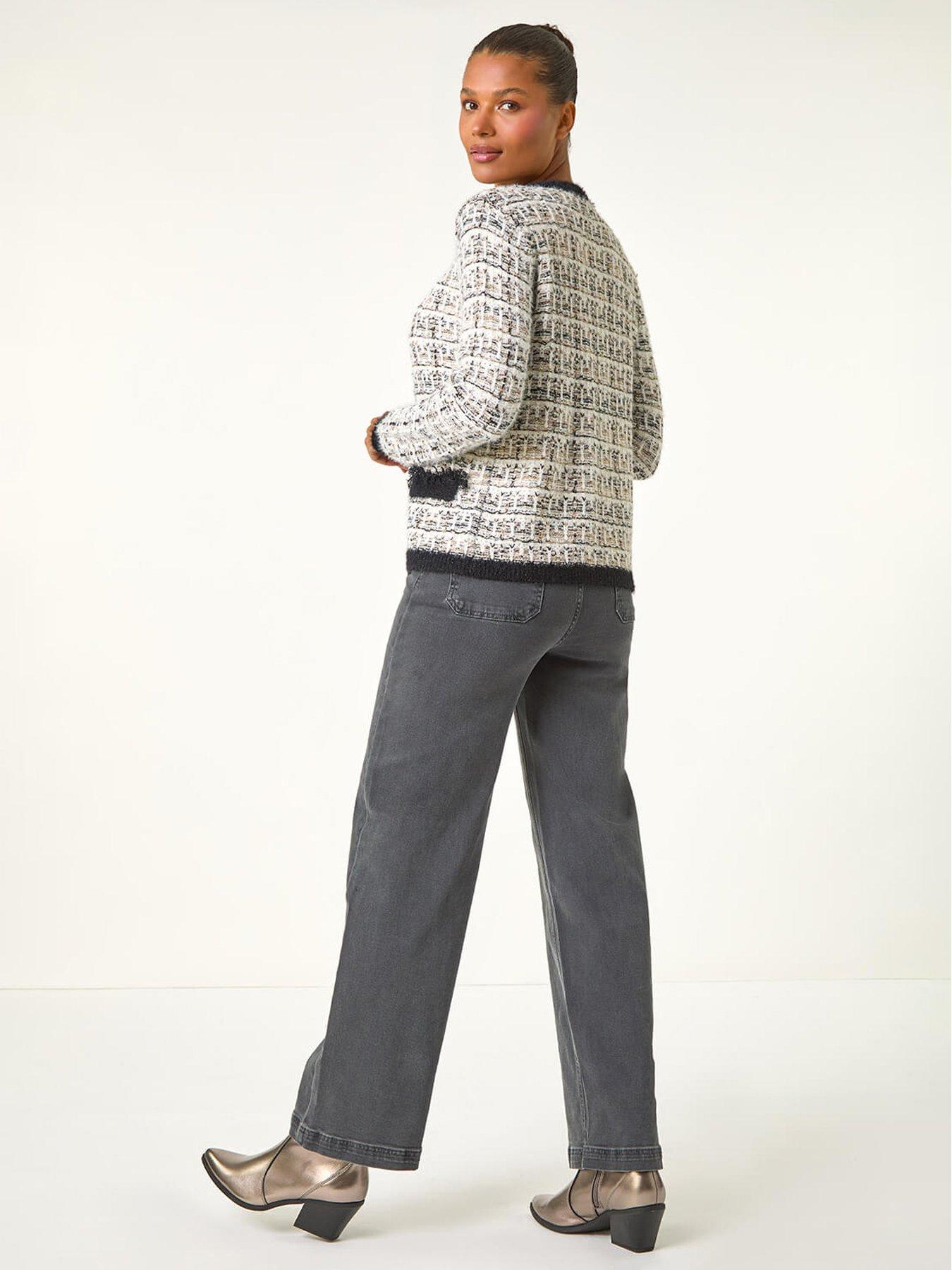  image of roman-textured-pattern-pocket-detail-cardigan-ivory