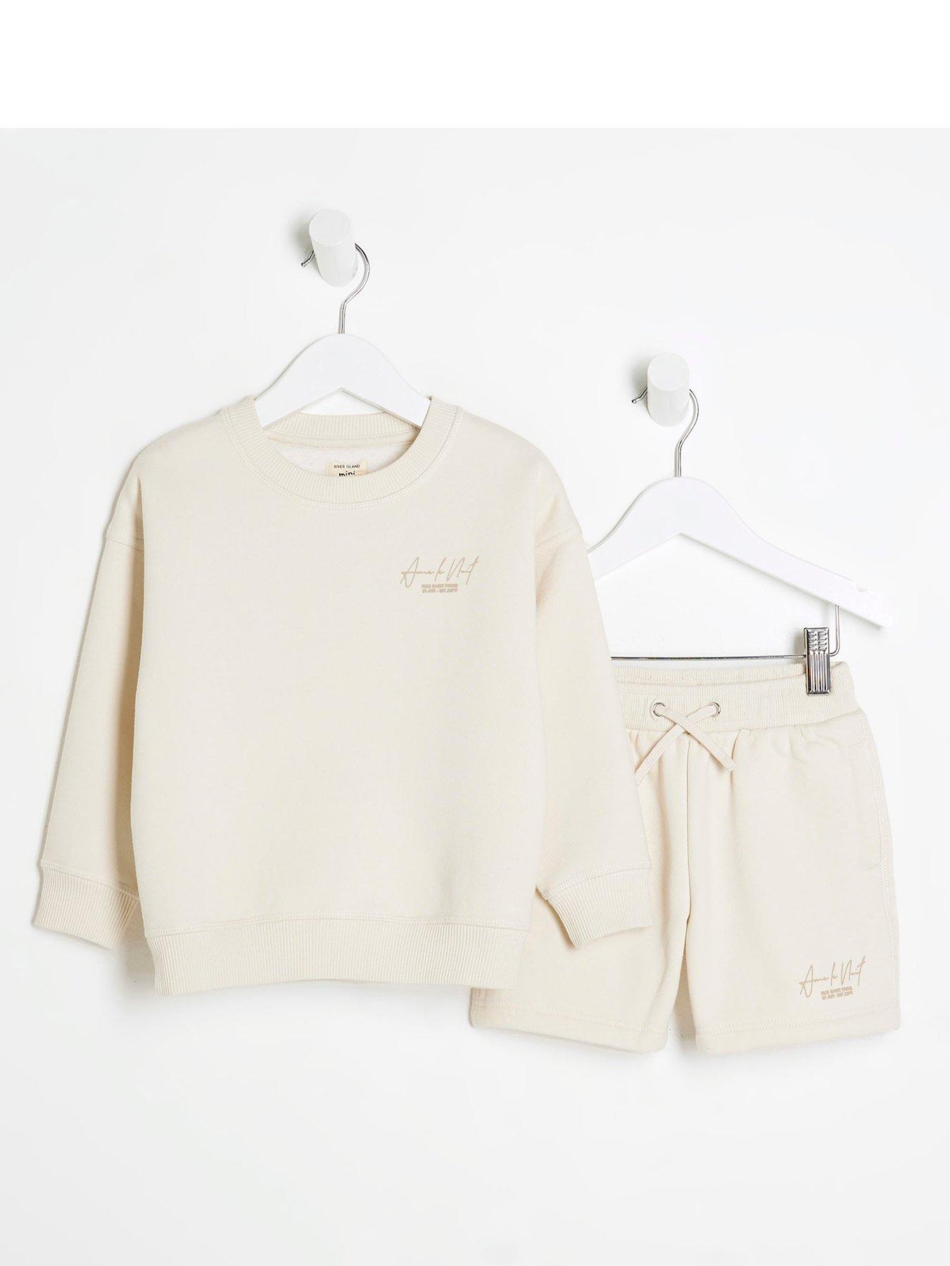 river-island-mini-mini-boys-sweatshirt-short-set-ecru