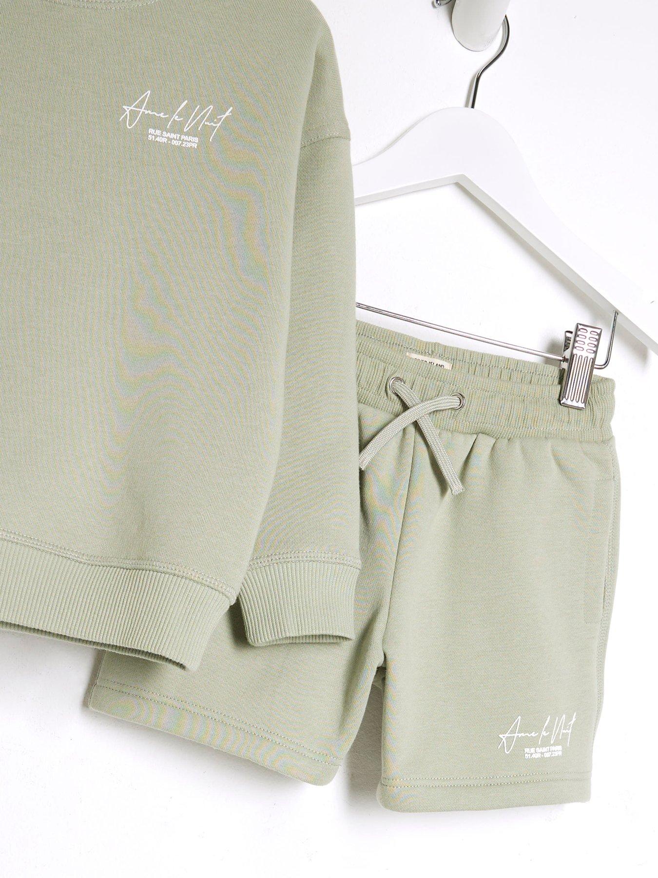 image of river-island-mini-mini-boys-sweatshirt-short-set-light-green