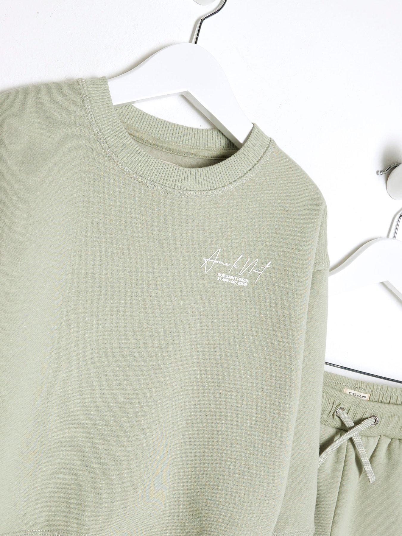  image of river-island-mini-mini-boys-sweatshirt-short-set-light-green