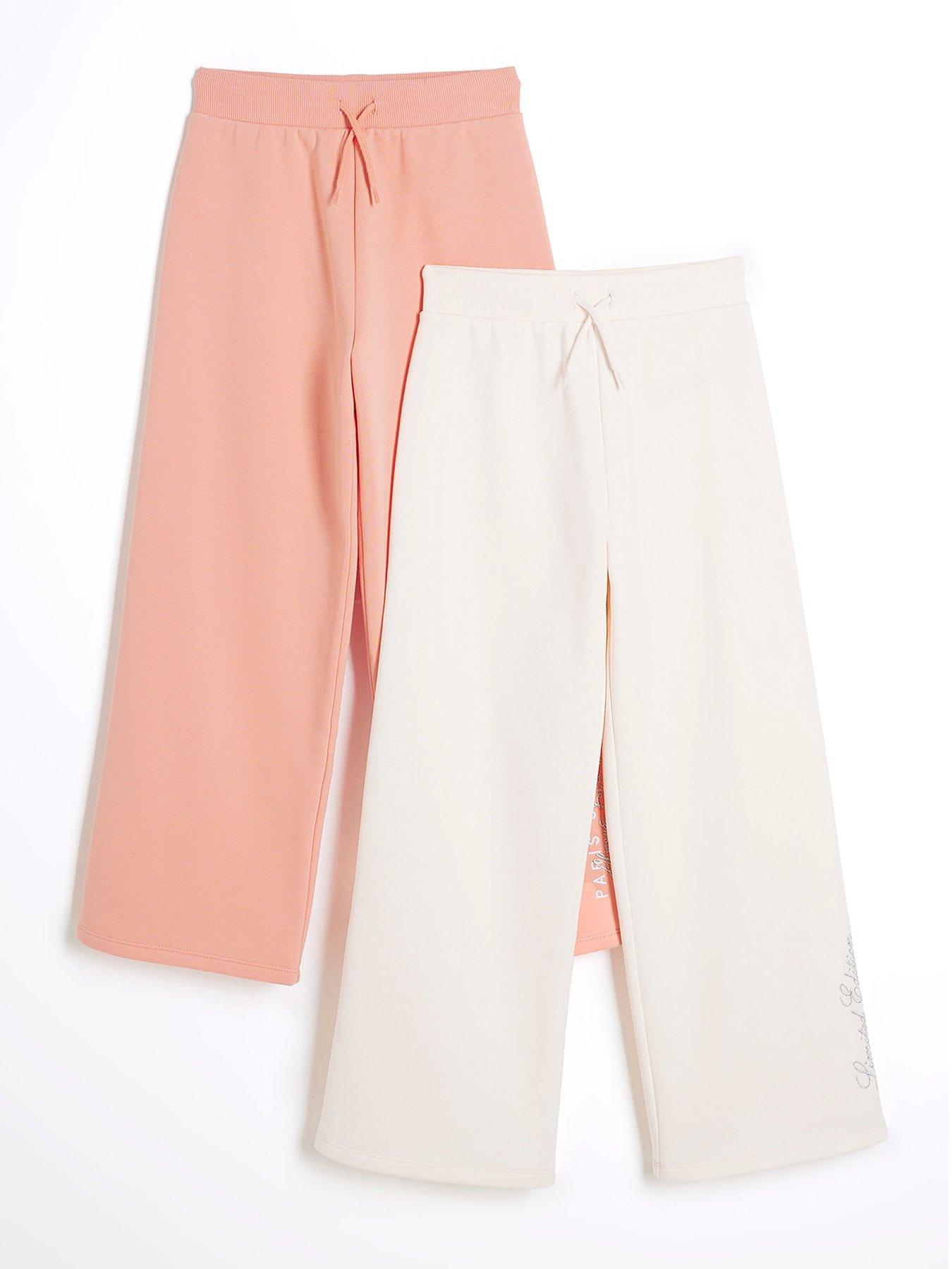 river-island-girls-limited-edition-pack-of-2-wide-leg-joggers-coral