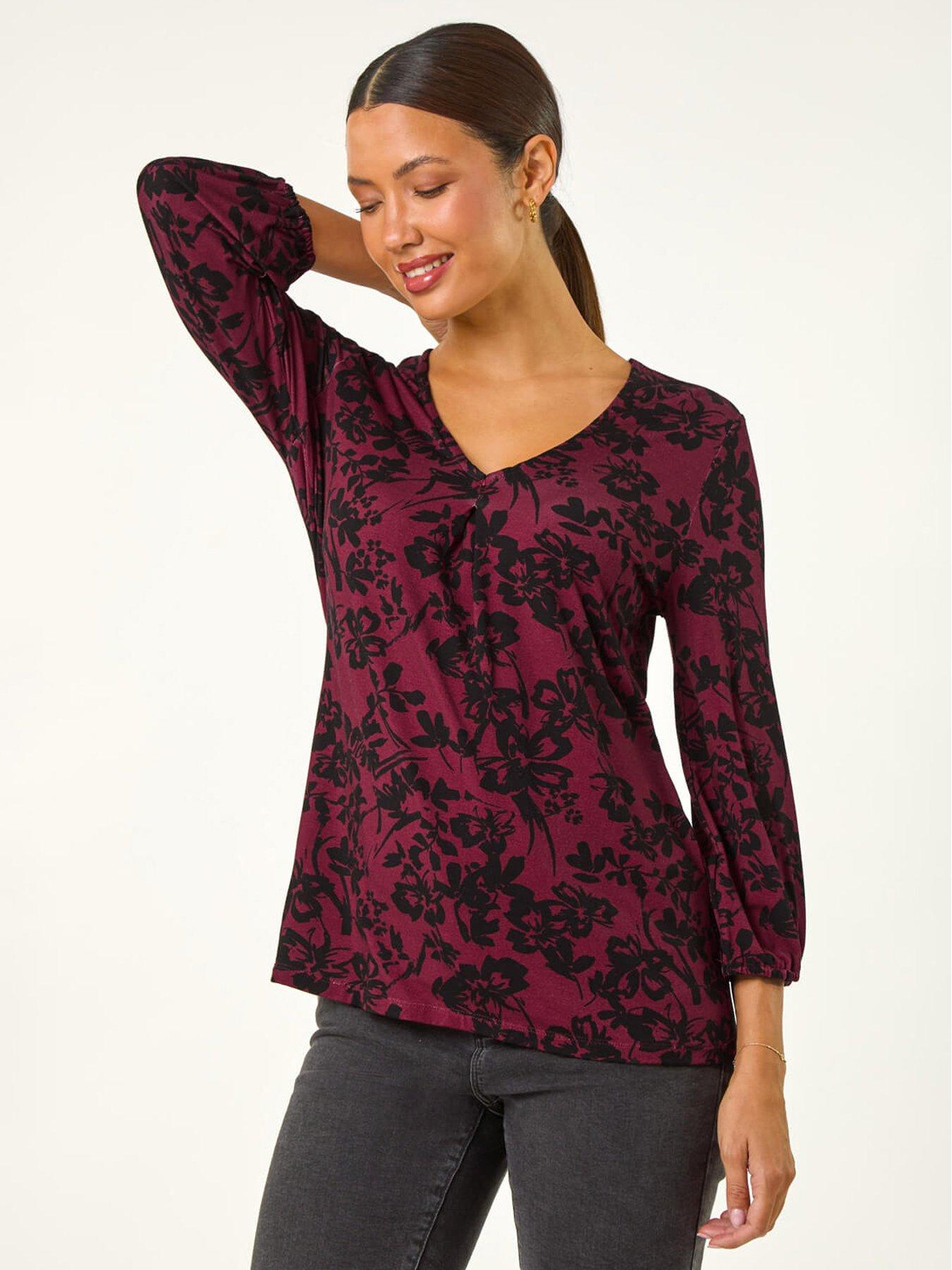  image of roman-floral-pleat-front-top-wine