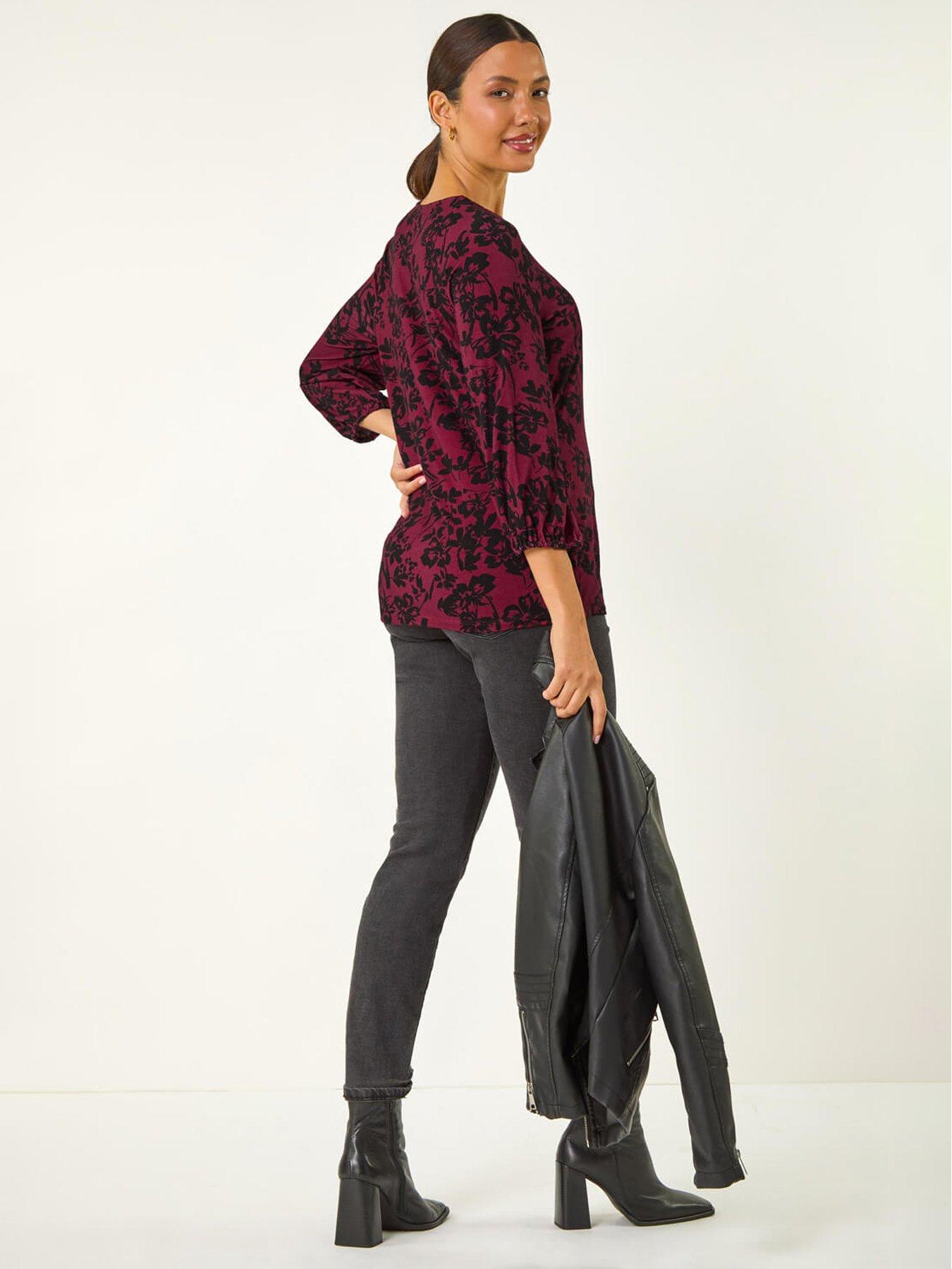  image of roman-floral-pleat-front-top-wine