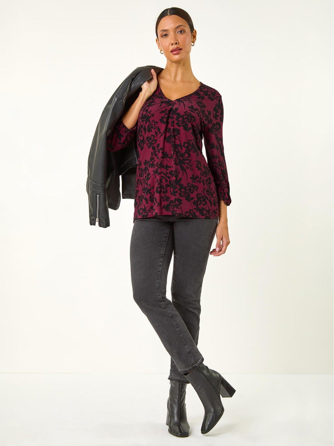  image of roman-floral-pleat-front-top-wine