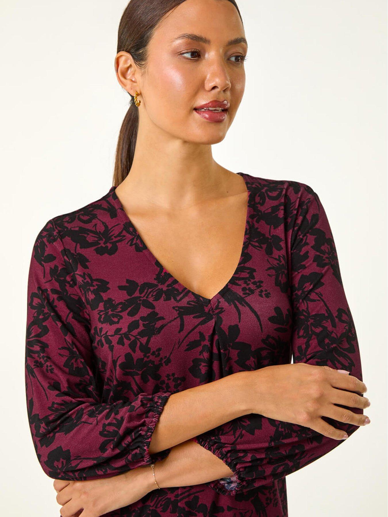  image of roman-floral-pleat-front-top-wine