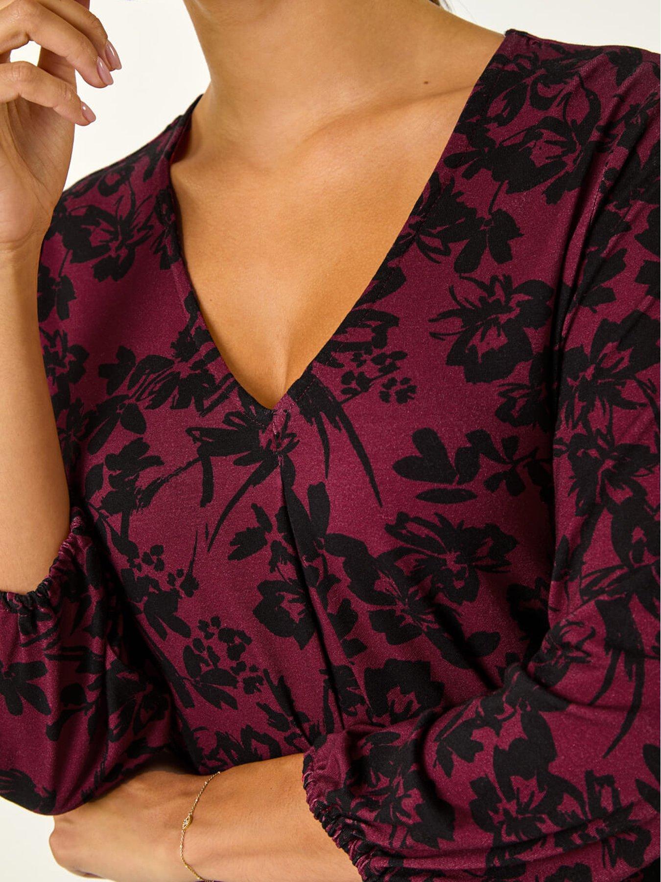  image of roman-floral-pleat-front-top-wine