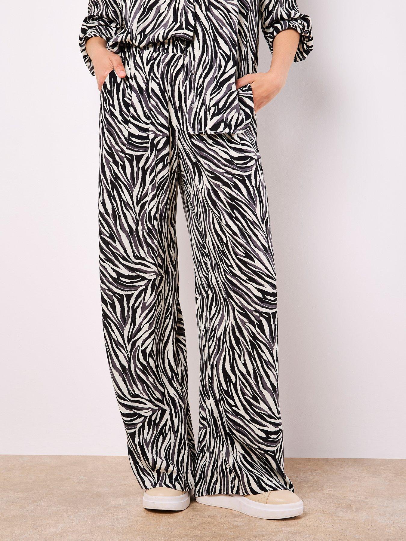  image of apricot-zebra-wide-leg-printed-trouser-stone
