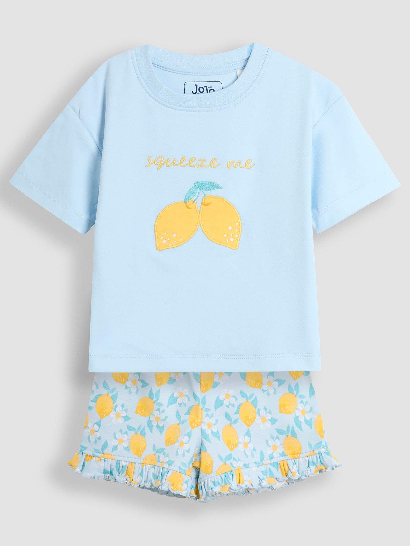 JoJo Maman Bebe Girl Fruit Printed Jersey Pyjamas - Blue