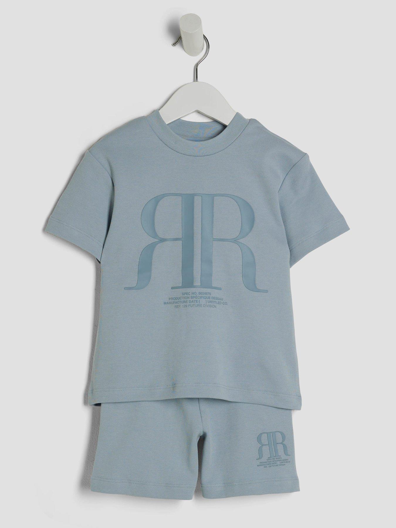  image of river-island-mini-boys-rr-t-shirt-and-short-sets-blue