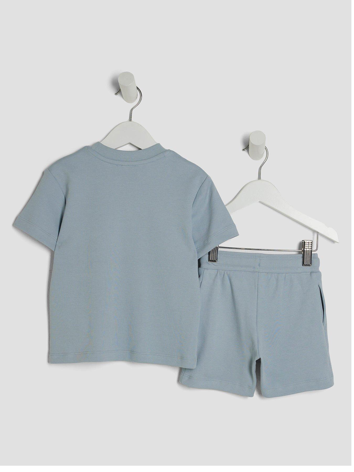  image of river-island-mini-boys-rr-t-shirt-and-short-sets-blue