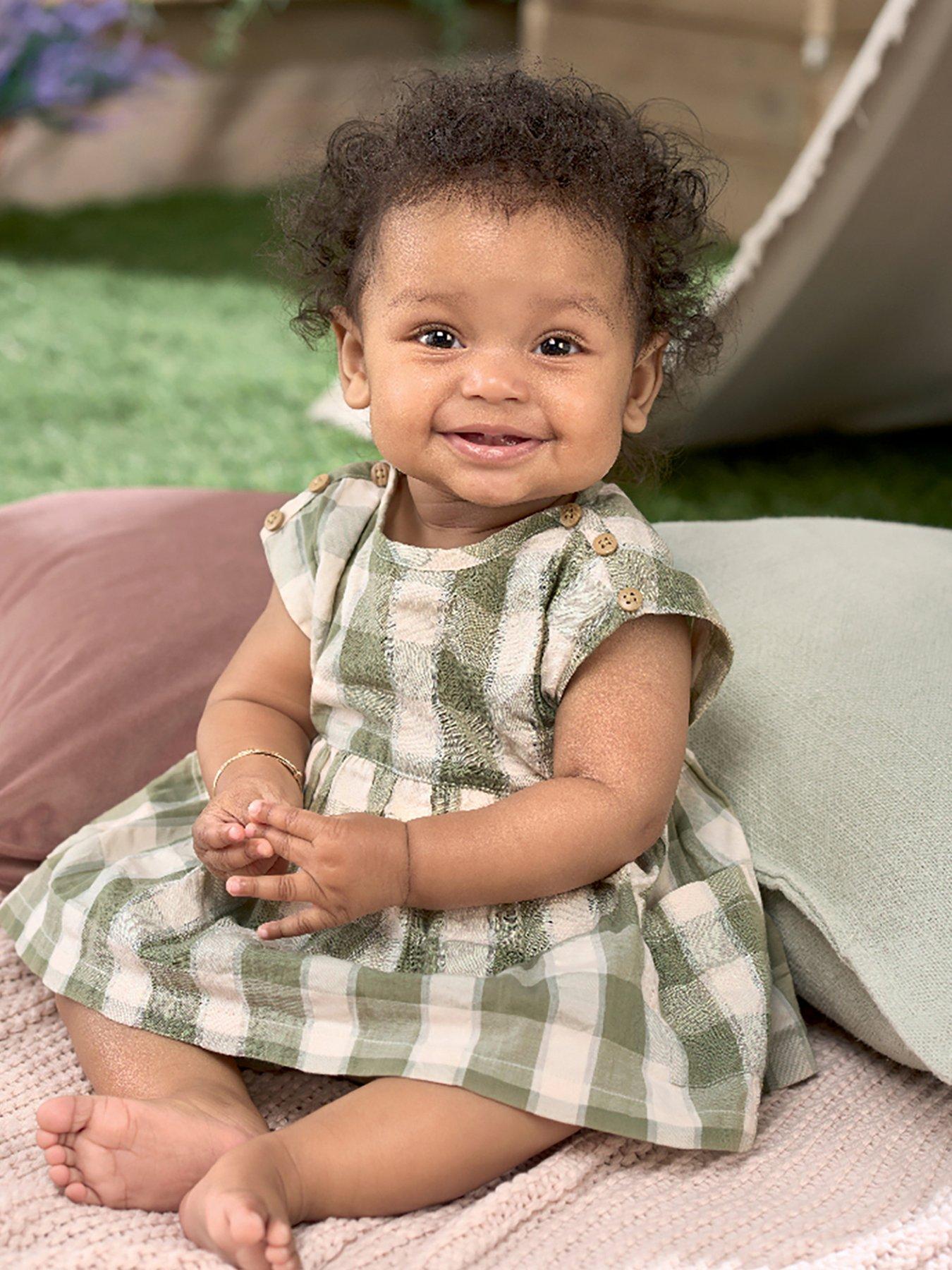 mamas-papas-baby-girls-2-piece-gingham-dress-bloomer-set-green