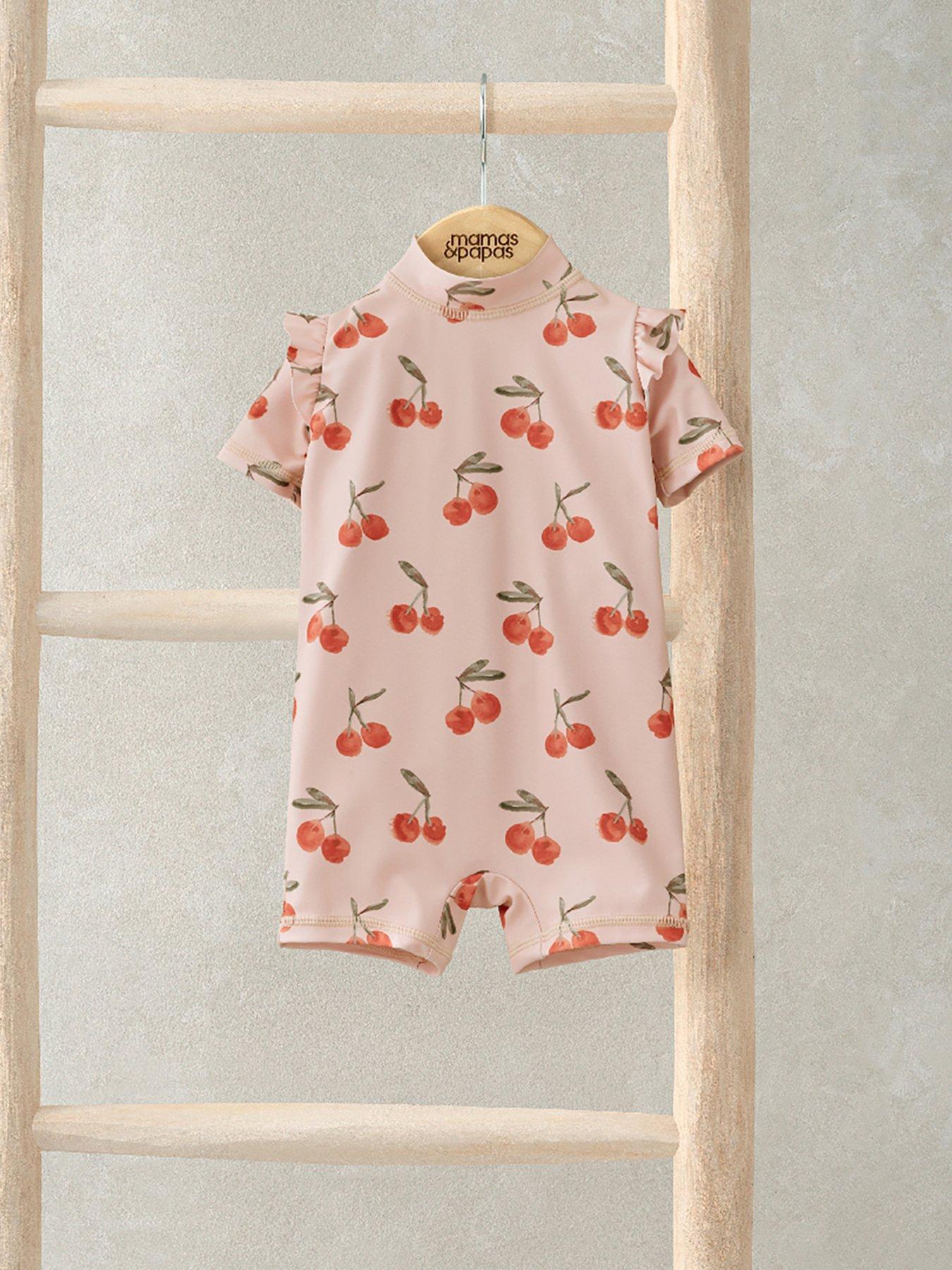  image of mamas-papas-baby-girls-cherry-print-rashsuit-pink