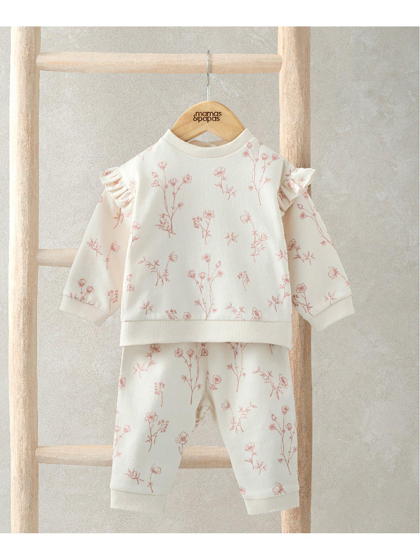  image of mamas-papas-baby-girls-2-piece-floral-print-sweatshirt-amp-leggings-set-pink