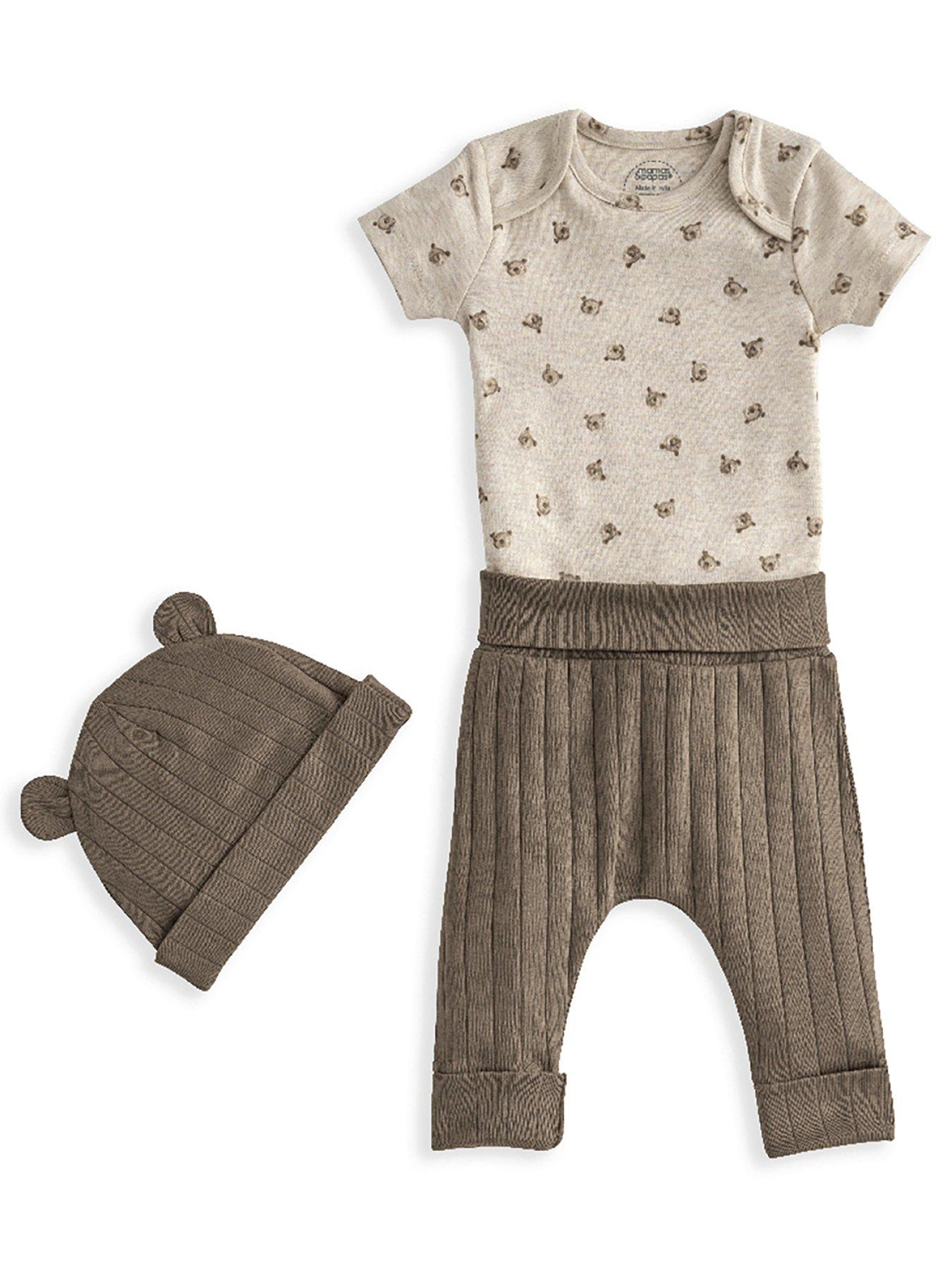 mamas-papas-baby-unisex-3-piece-bear-bodysuit-legging-hat-set-brown