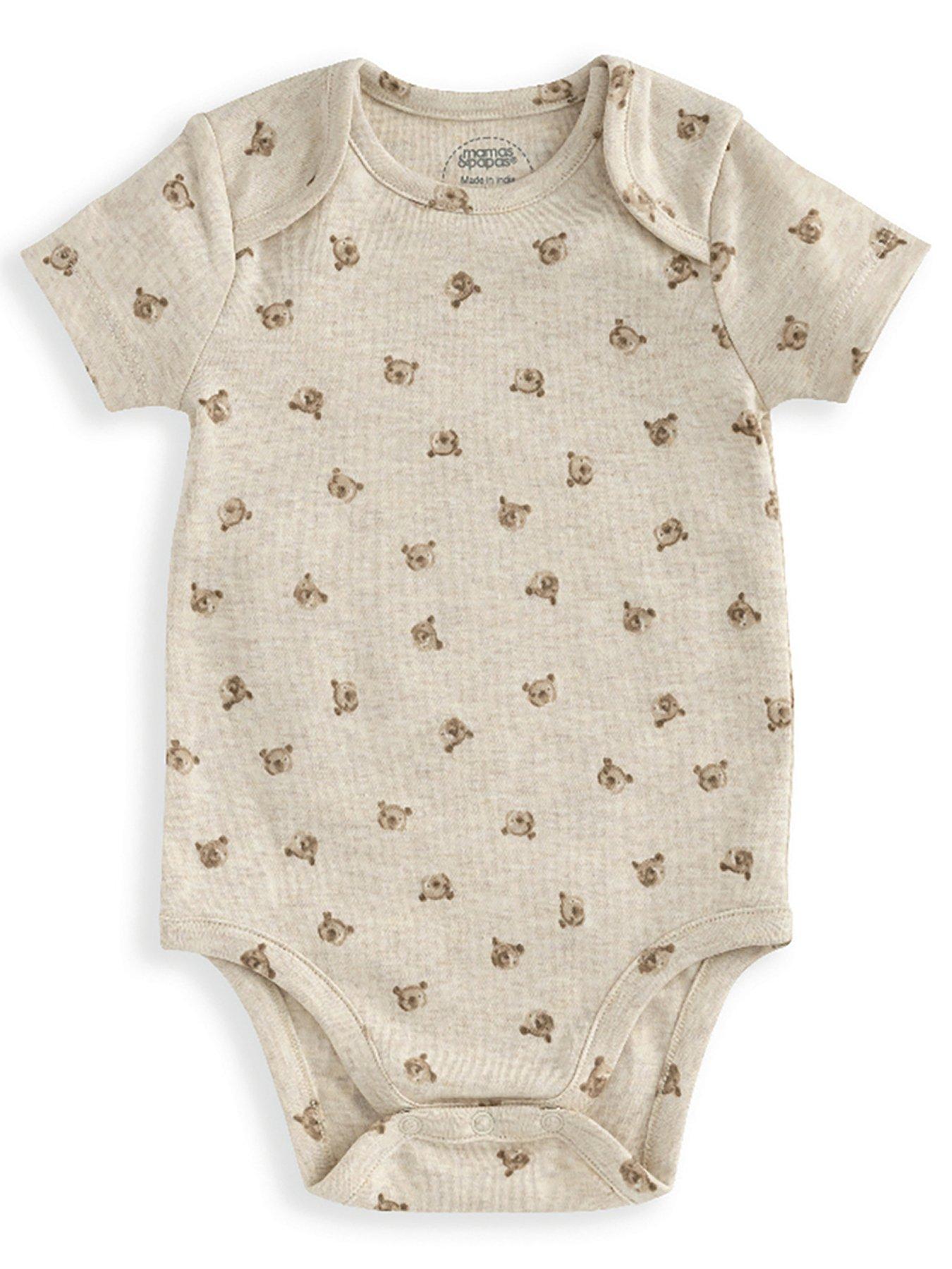  image of mamas-papas-baby-unisex-3-piece-bear-bodysuit-legging-hat-set-brown