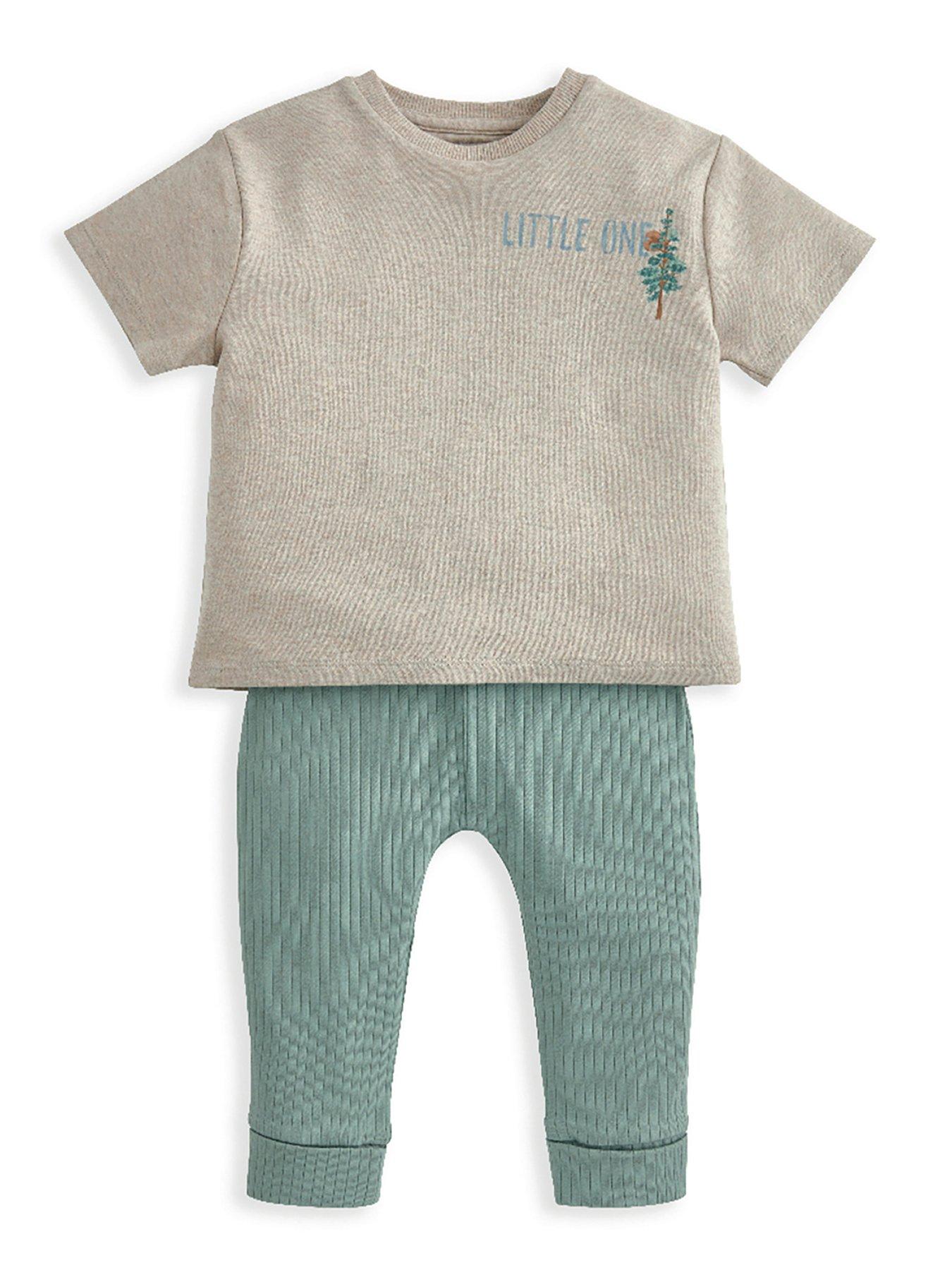  image of mamas-papas-baby-boys-2-piece-exploring-t-shirt-leggings-set-green