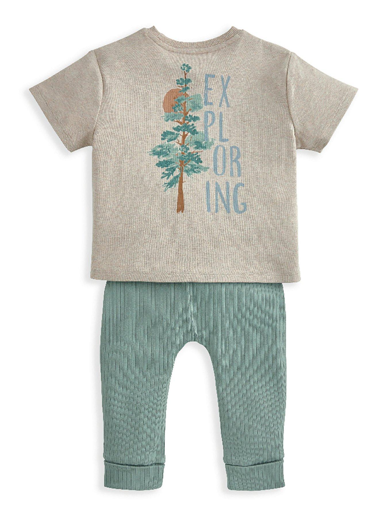  image of mamas-papas-baby-boys-2-piece-exploring-t-shirt-leggings-set-green