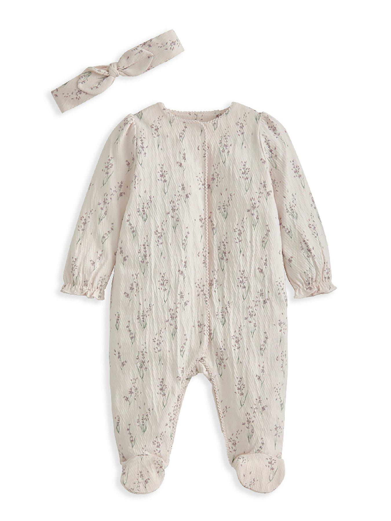 mamas-papas-baby-girls-2-piece-lavender-print-all-in-one-headband-set-cream
