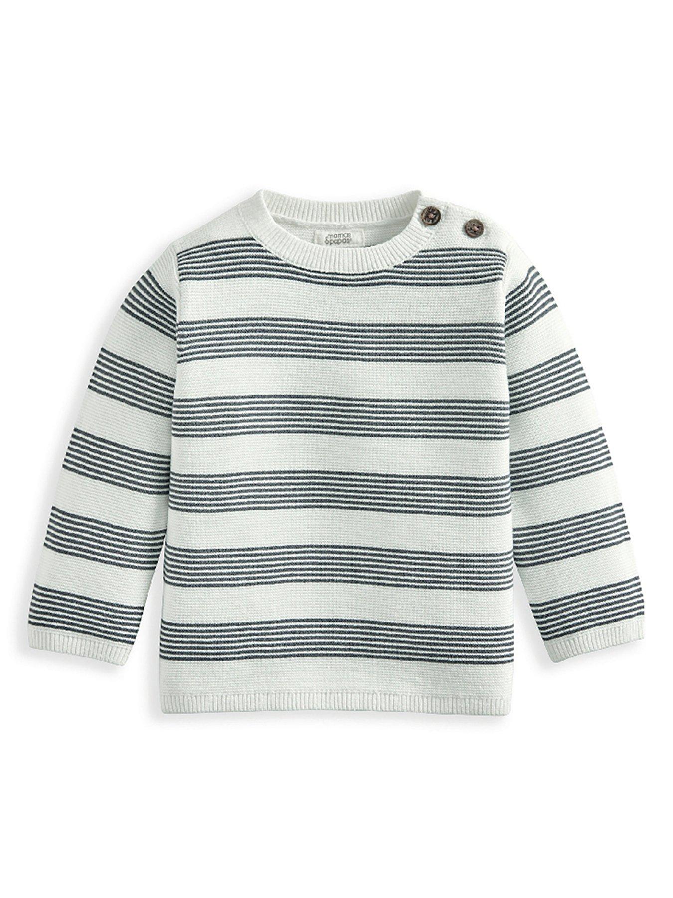  image of mamas-papas-baby-boys-stripe-knit-jumper-white