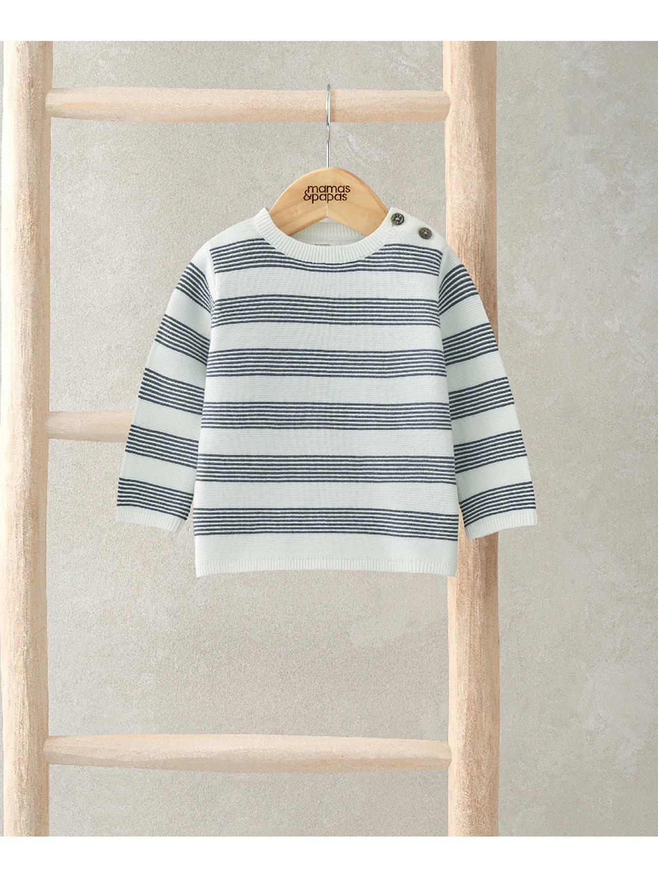  image of mamas-papas-baby-boys-stripe-knit-jumper-white