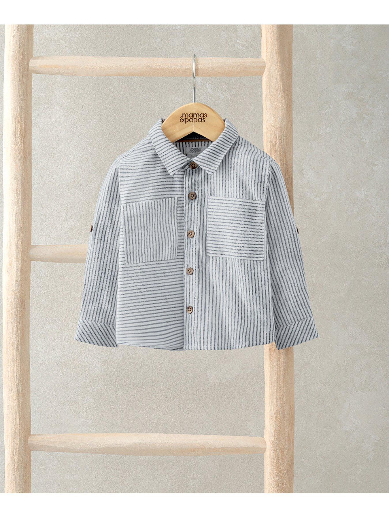  image of mamas-papas-baby-boys-pinstripe-shirt-blue
