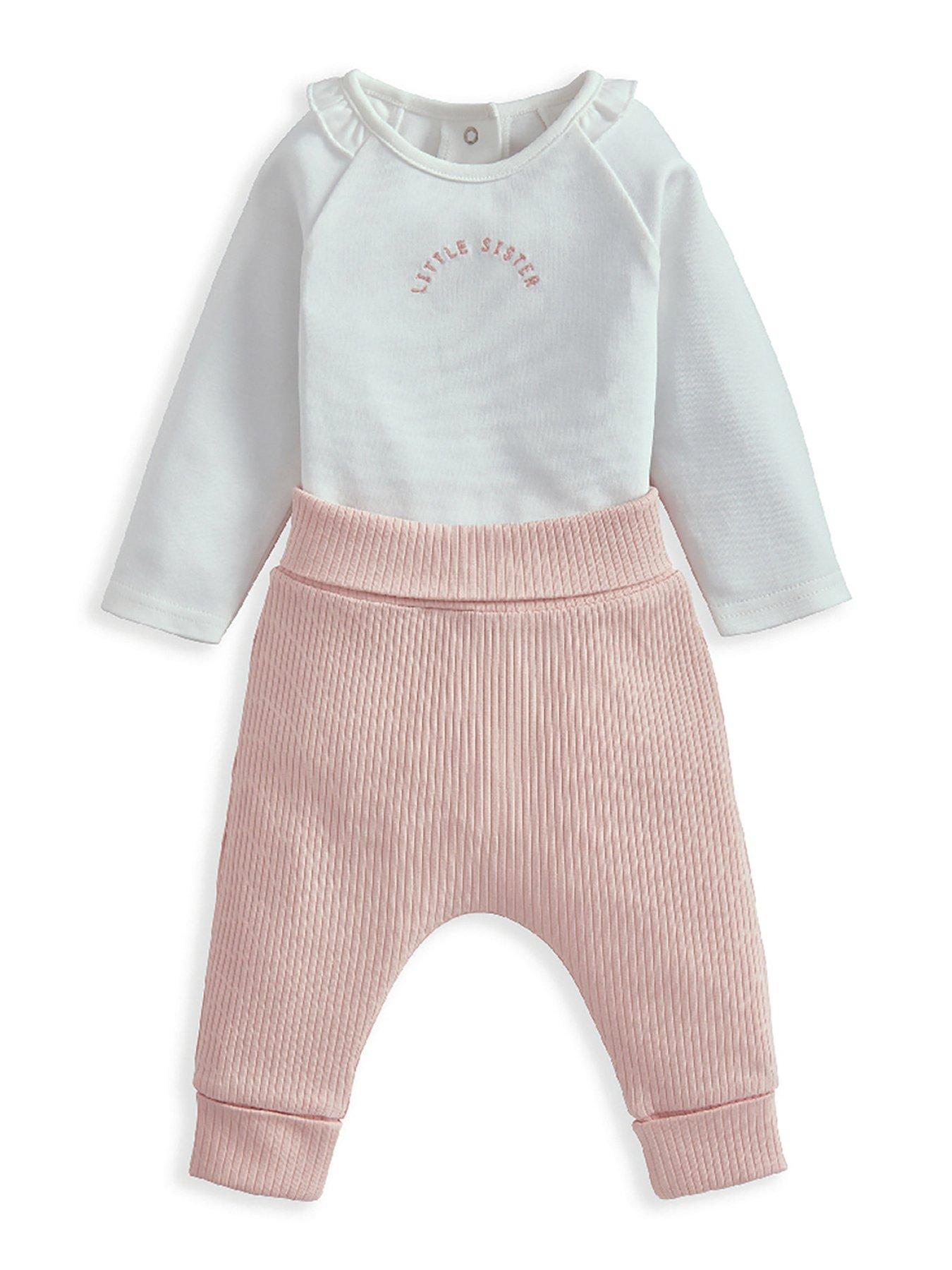 mamas-papas-baby-girls-2-piece-little-sister-bodysuit-leggings-set-pink
