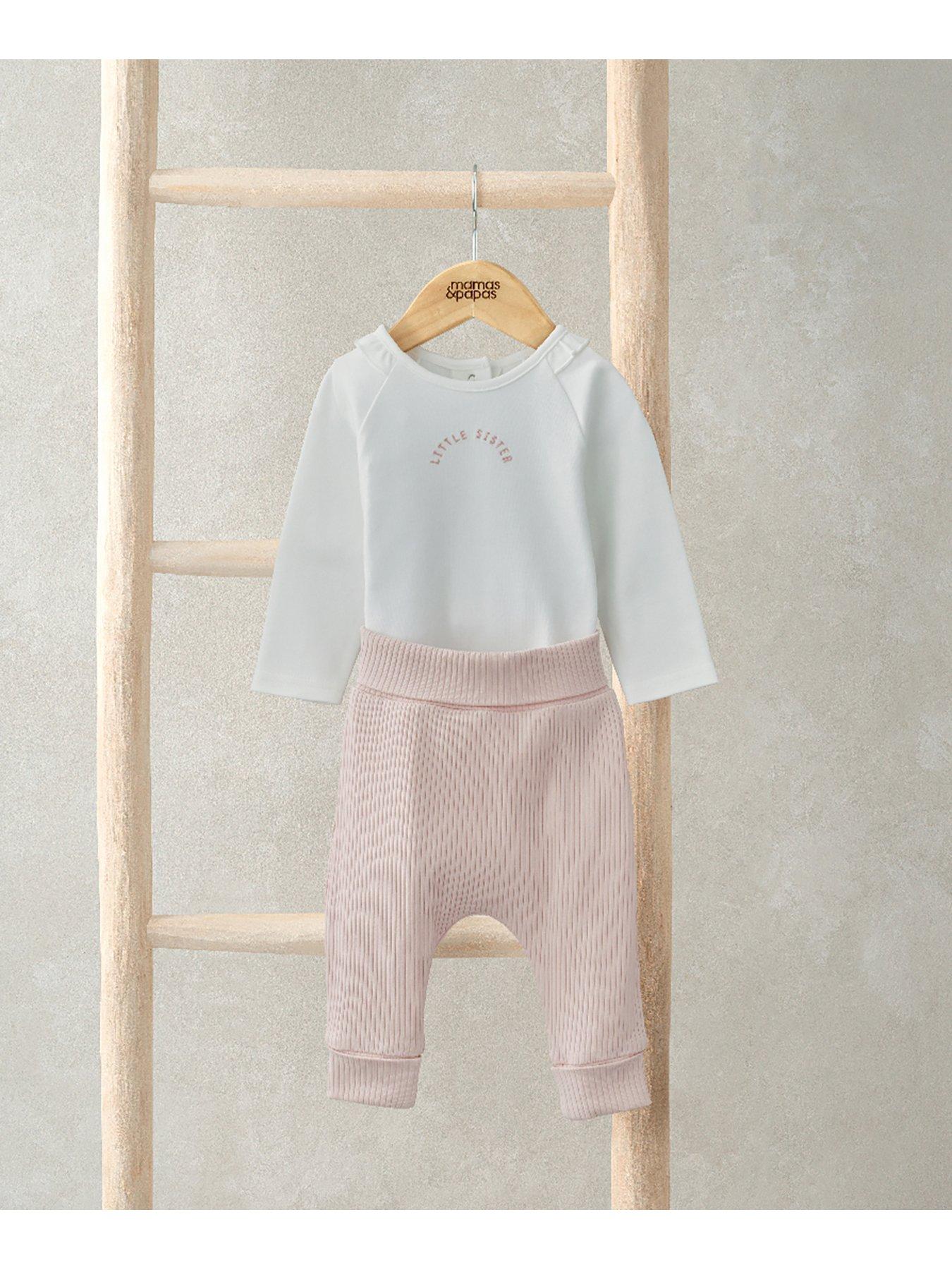 Image 2 of 4 of Mamas & Papas Baby Girls 2 Piece Little Sister Bodysuit &amp; Leggings Set - Pink