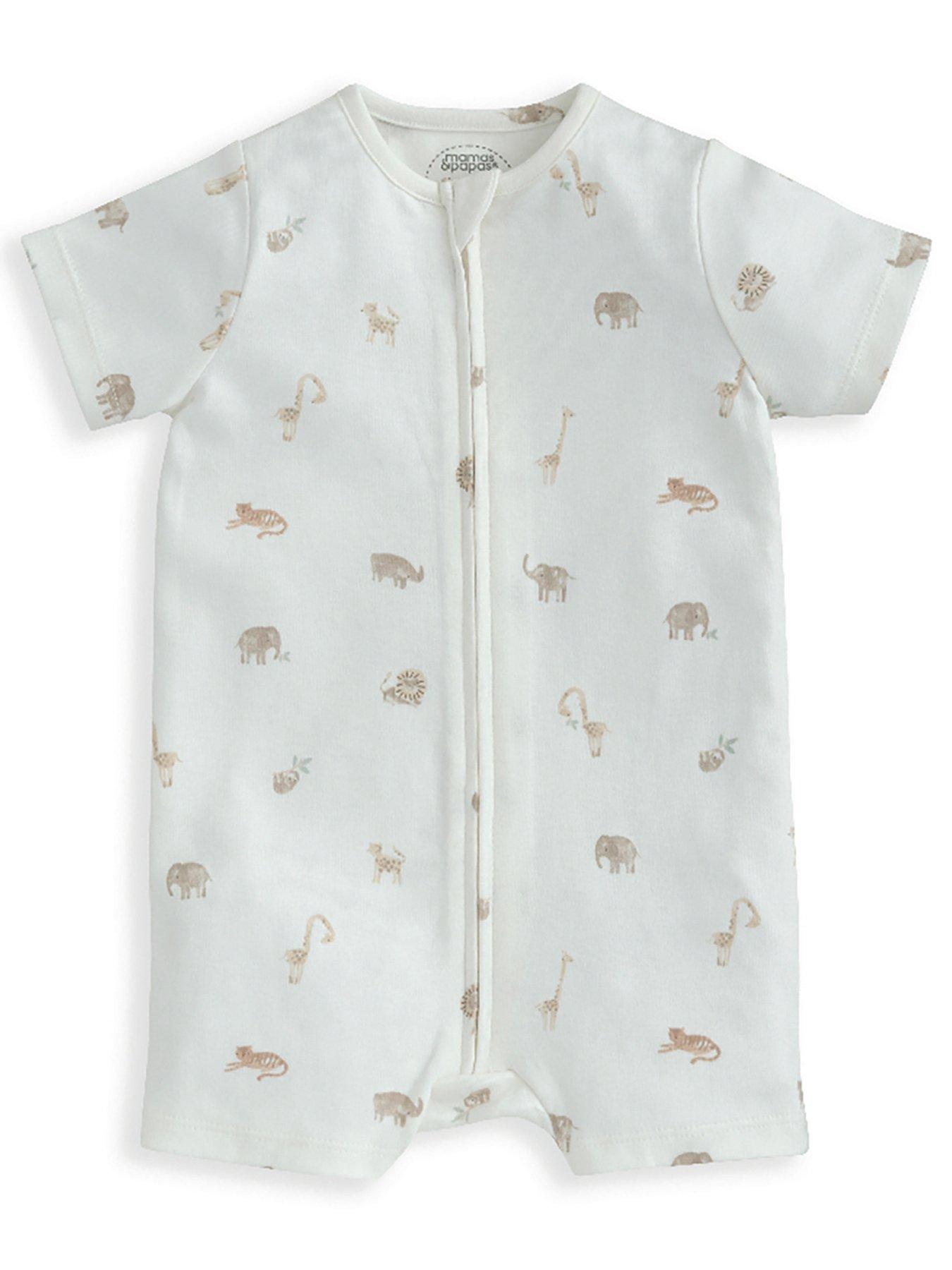 mamas-papas-baby-unisex-safari-print-zip-shortie-romper-cream