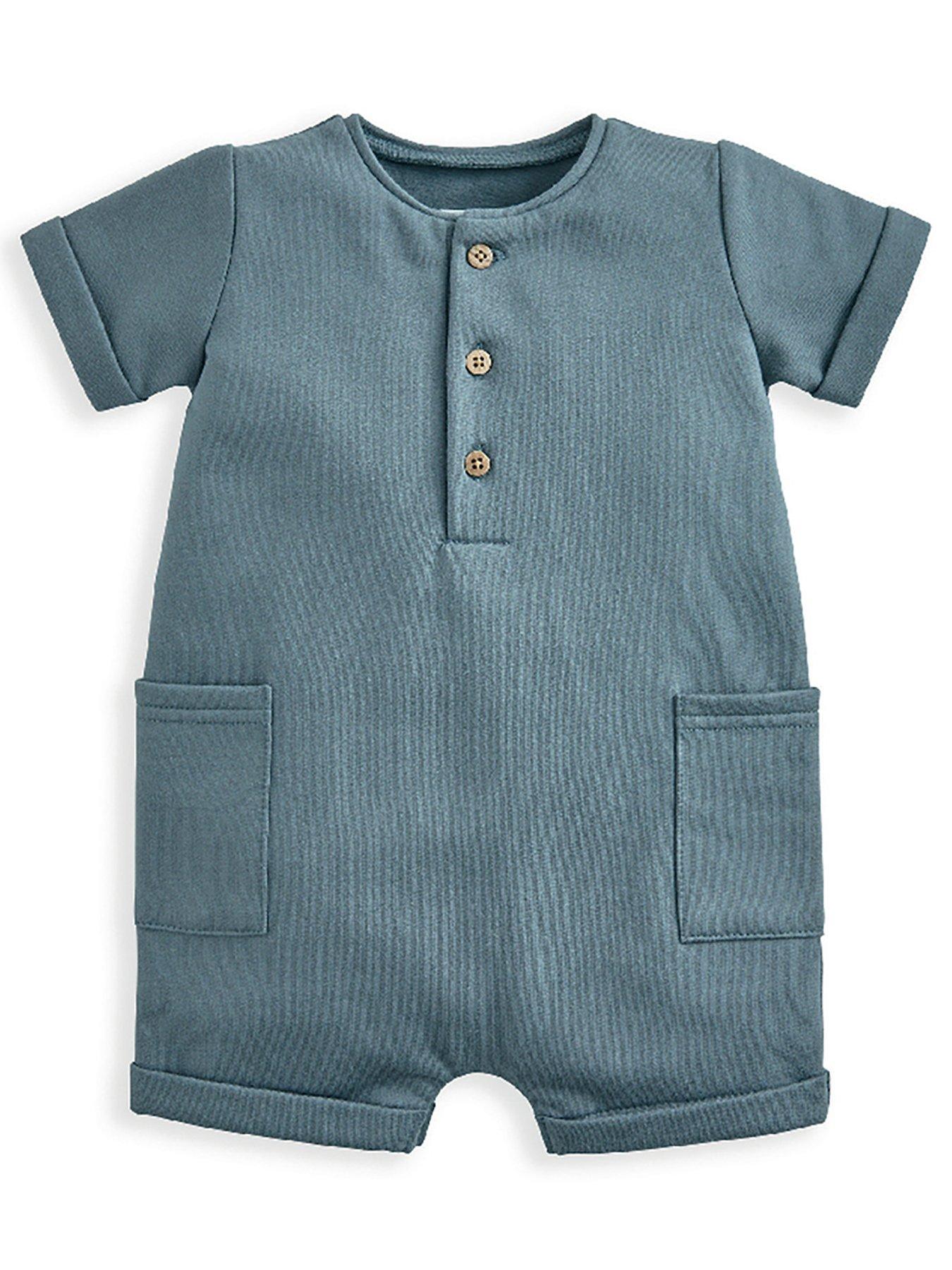  image of mamas-papas-baby-boys-pocket-shortie-romper-blue