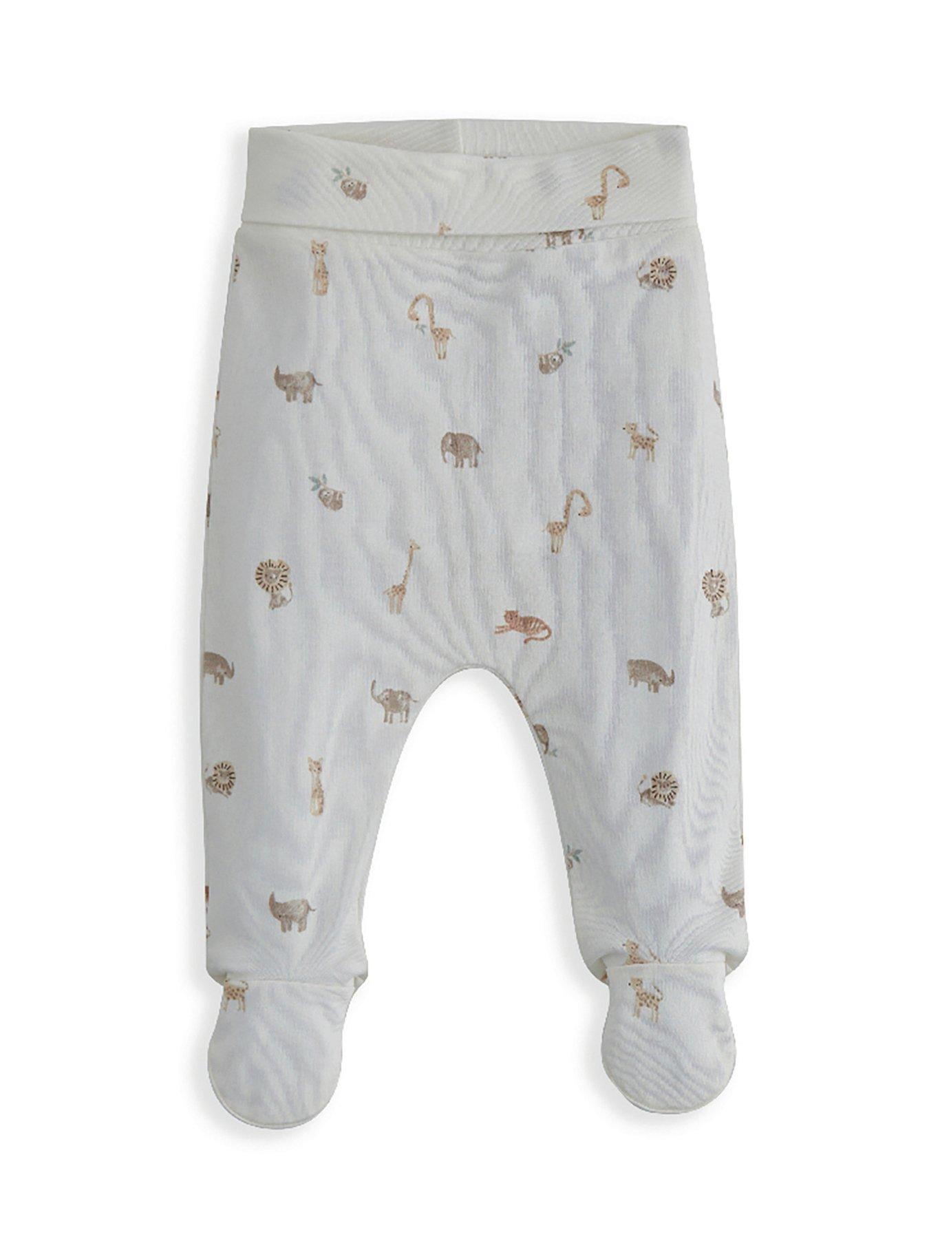  image of mamas-papas-baby-unisex-2-piece-rib-bodysuit-safari-print-legging-set-cream