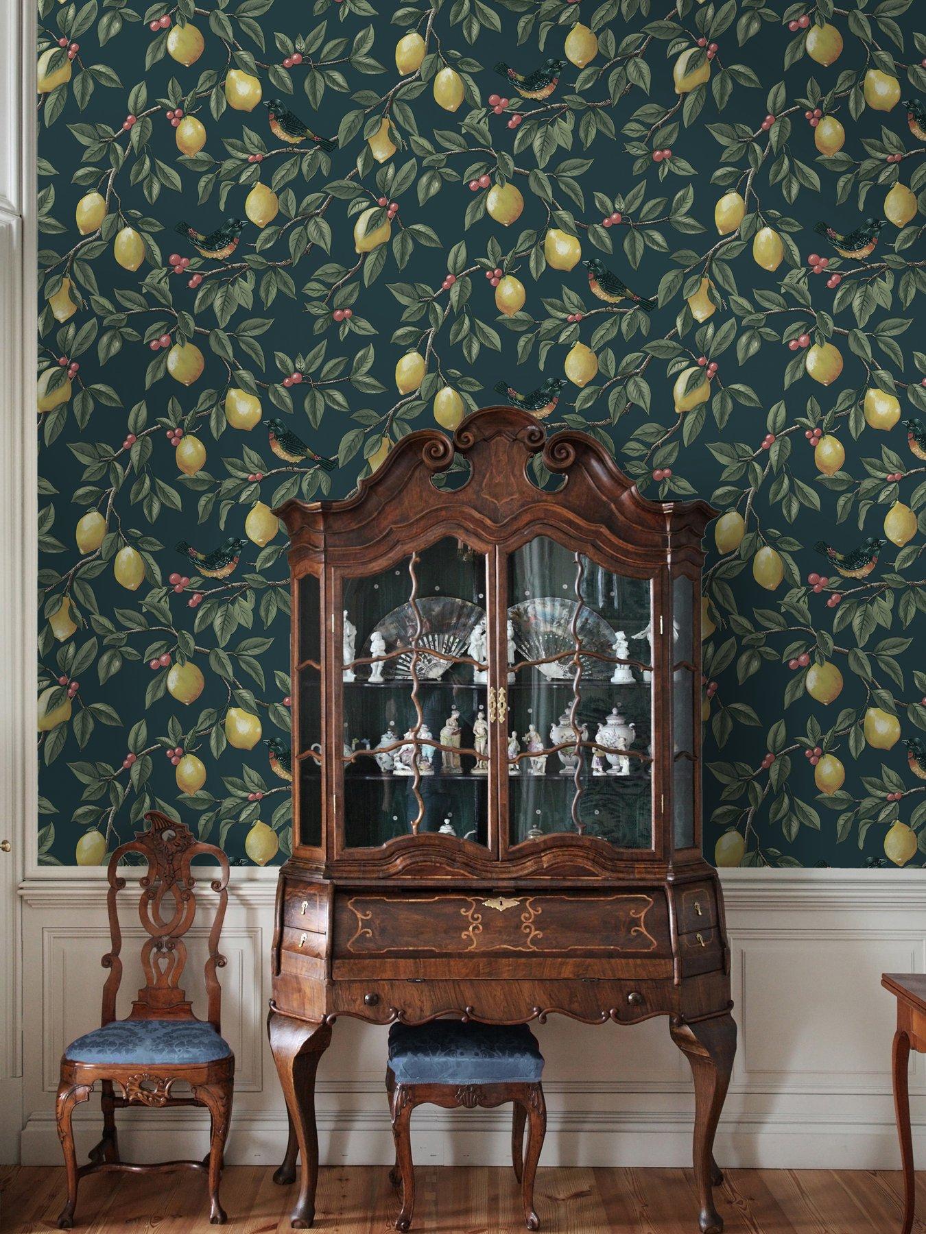 undefined Lemon Leaf Trail Wallpaper - Teal