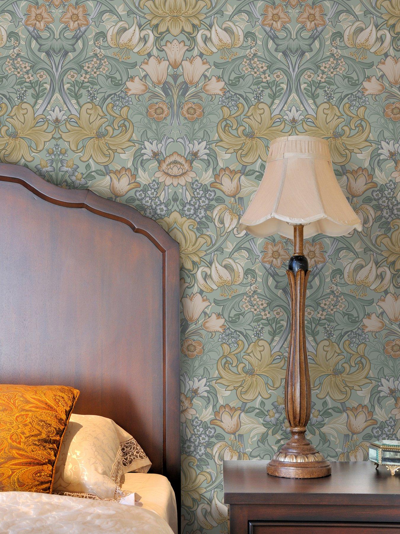 Holden Decor Ornamental Floral Wallpaper - Aqua