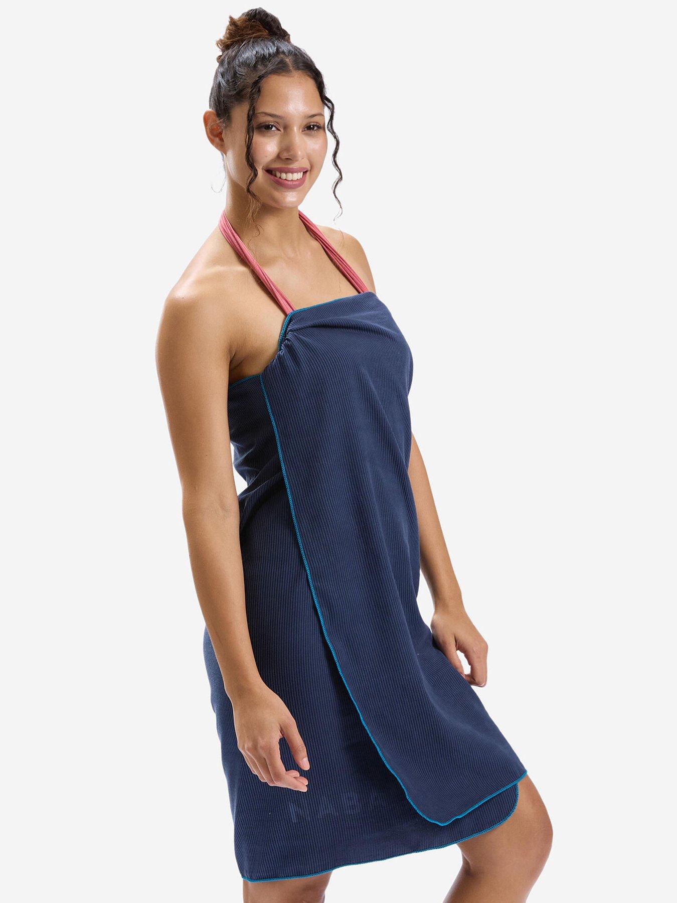  image of decathlon-microfibre-swimming-towel-size-l-80-x-130-cm-striped-dark-blue