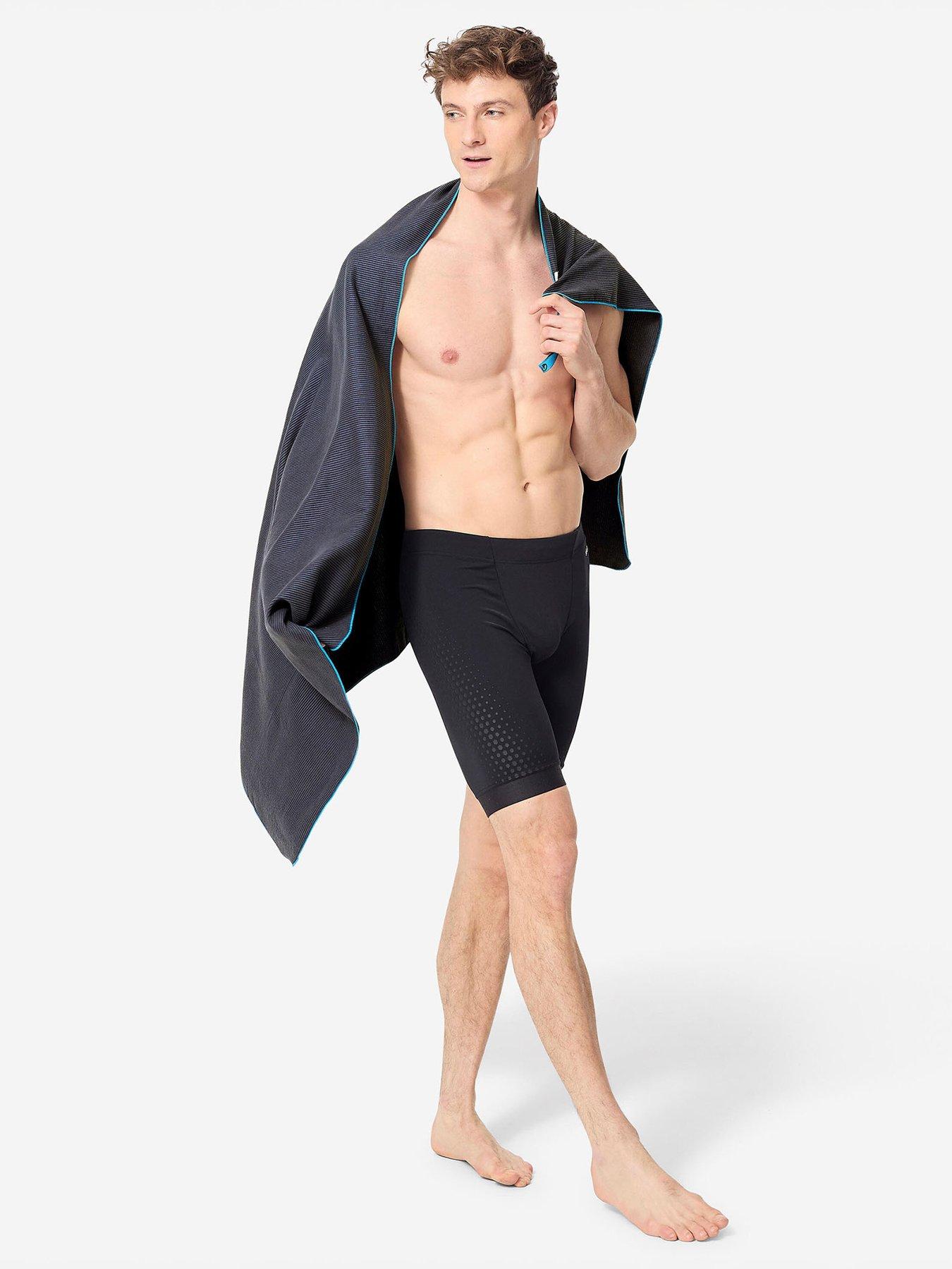  image of decathlon-microfibre-swimming-towel-size-l-80-x-130-cm-striped-dark-blue