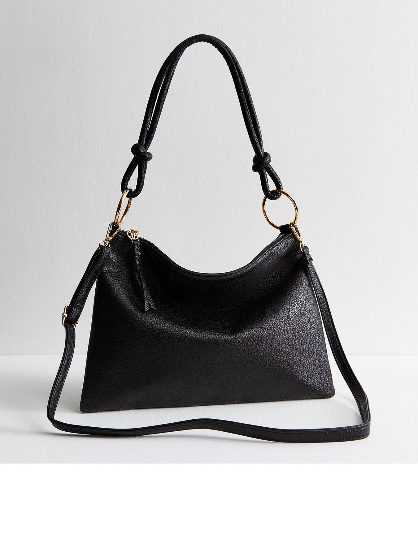  image of new-look-grained-faux-leather-slouch-shoulder-bag-black