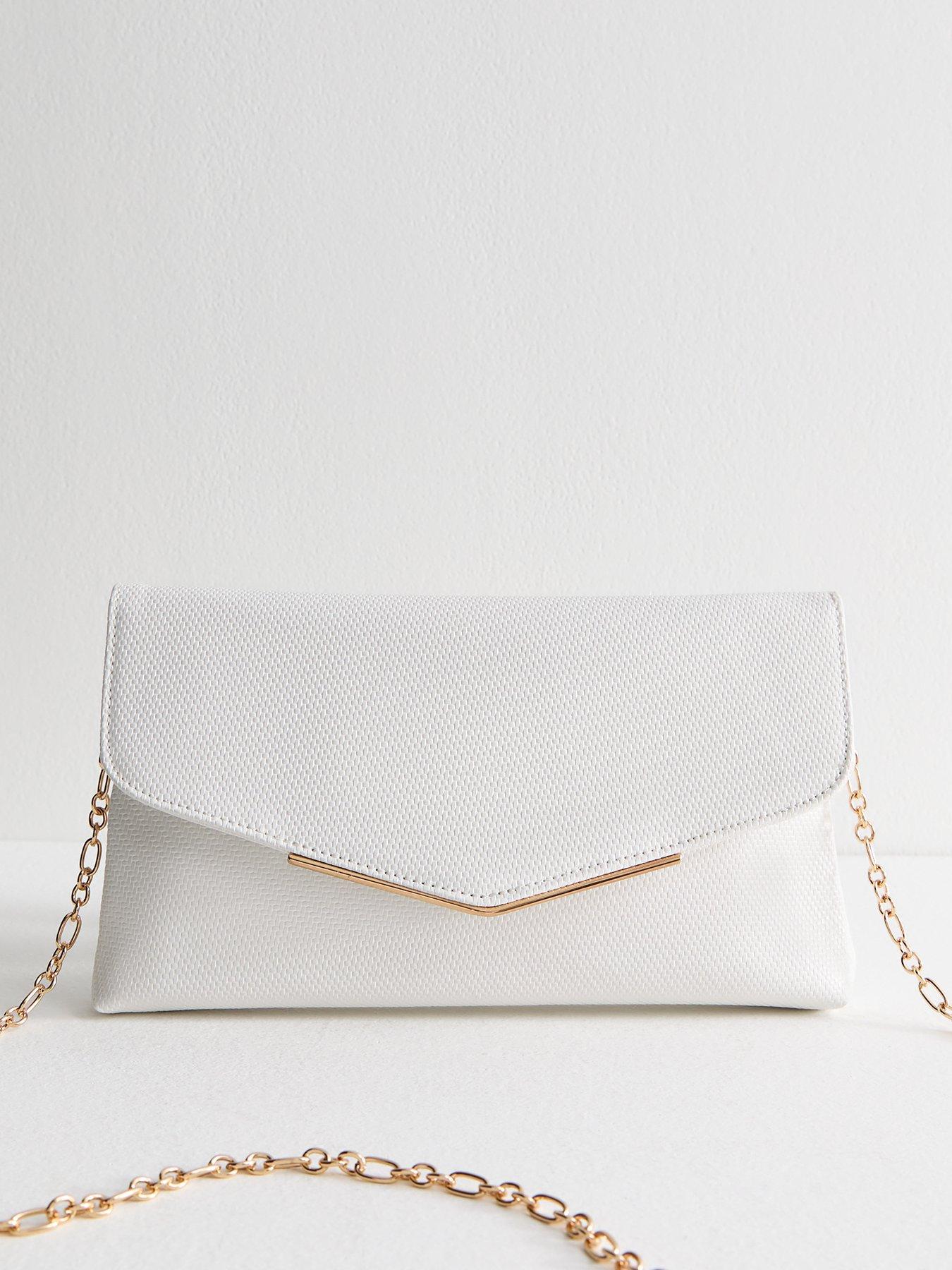 undefined Faux Leather Envelope Clutch - White