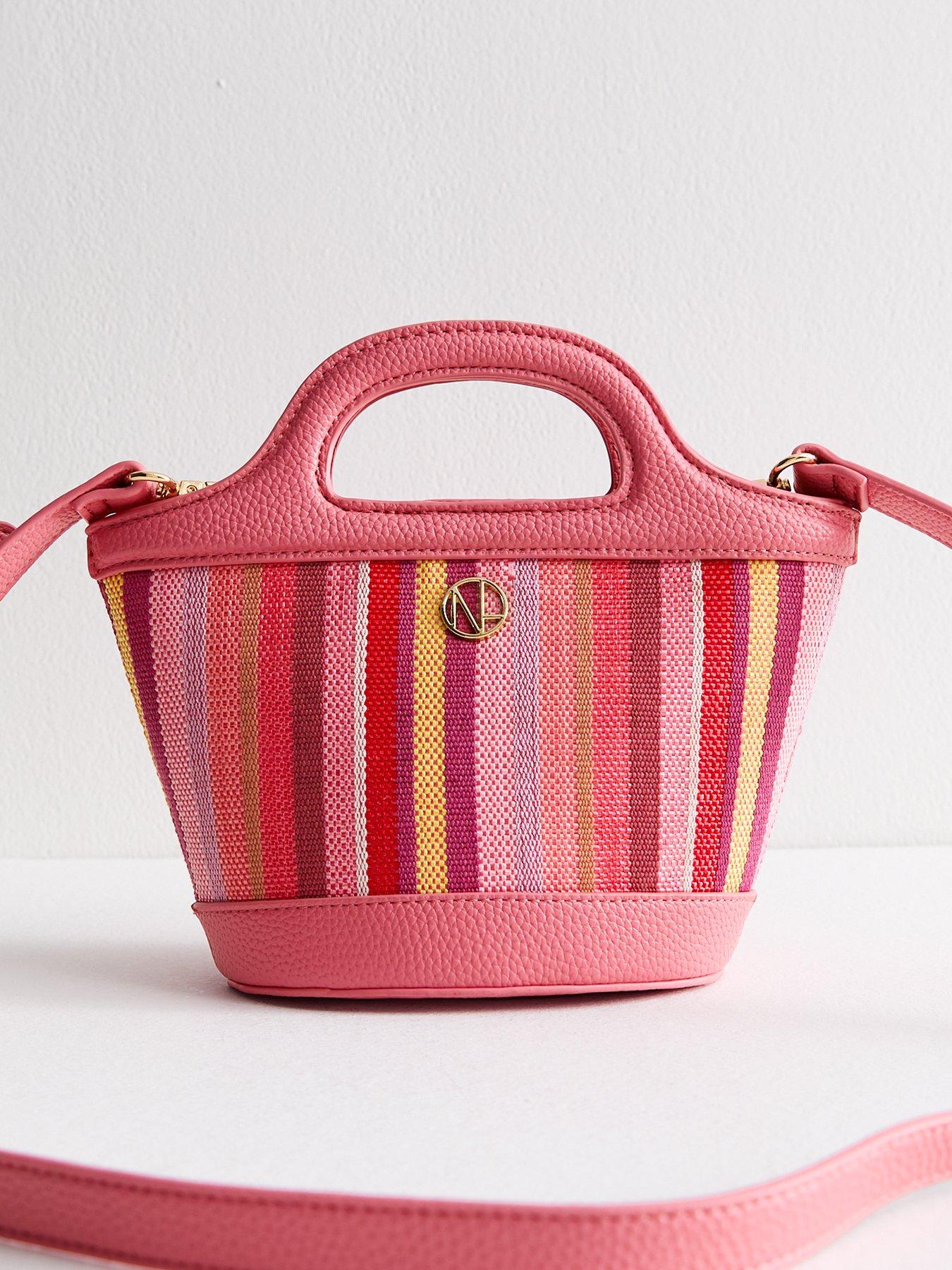 undefined Striped Canvas Mini Grab Bag - Pink