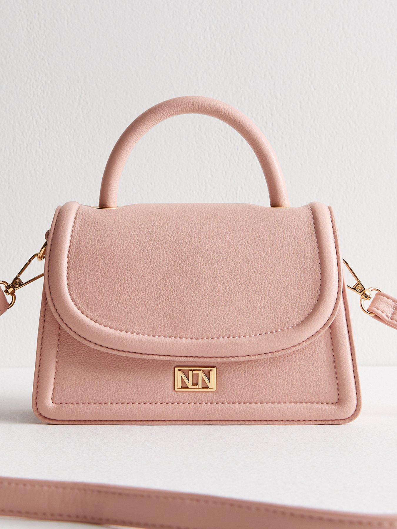  image of new-look-pink-faux-leather-top-handle-bag