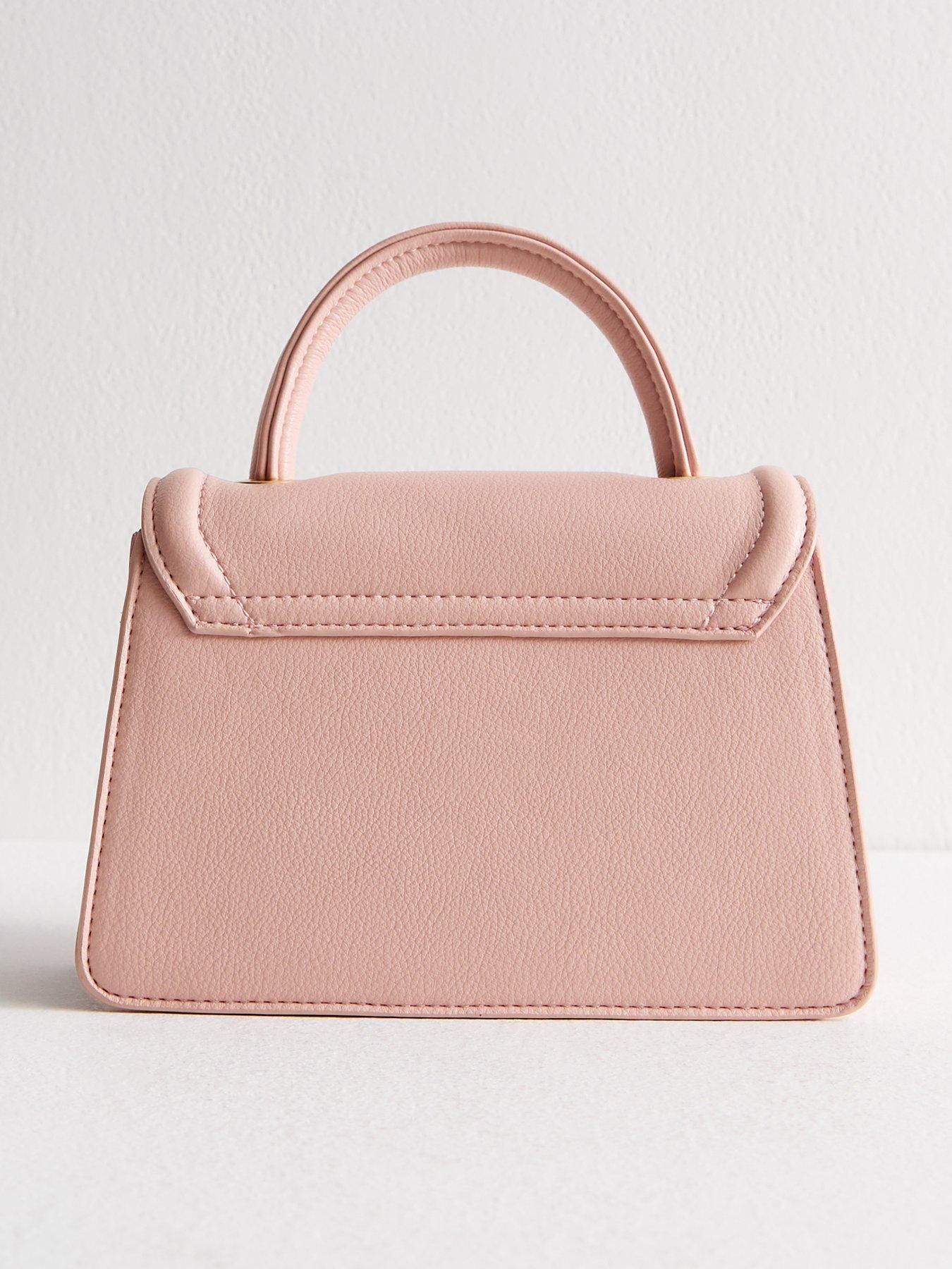  image of new-look-pink-faux-leather-top-handle-bag