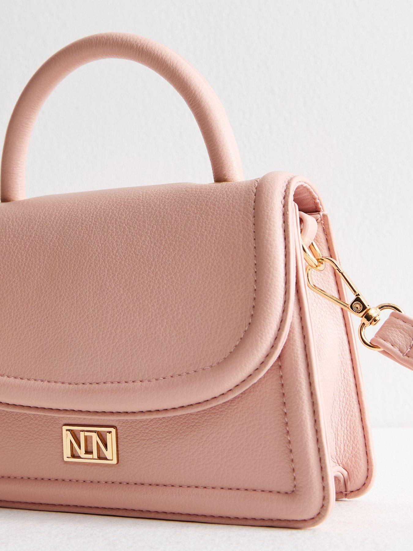  image of new-look-pink-faux-leather-top-handle-bag