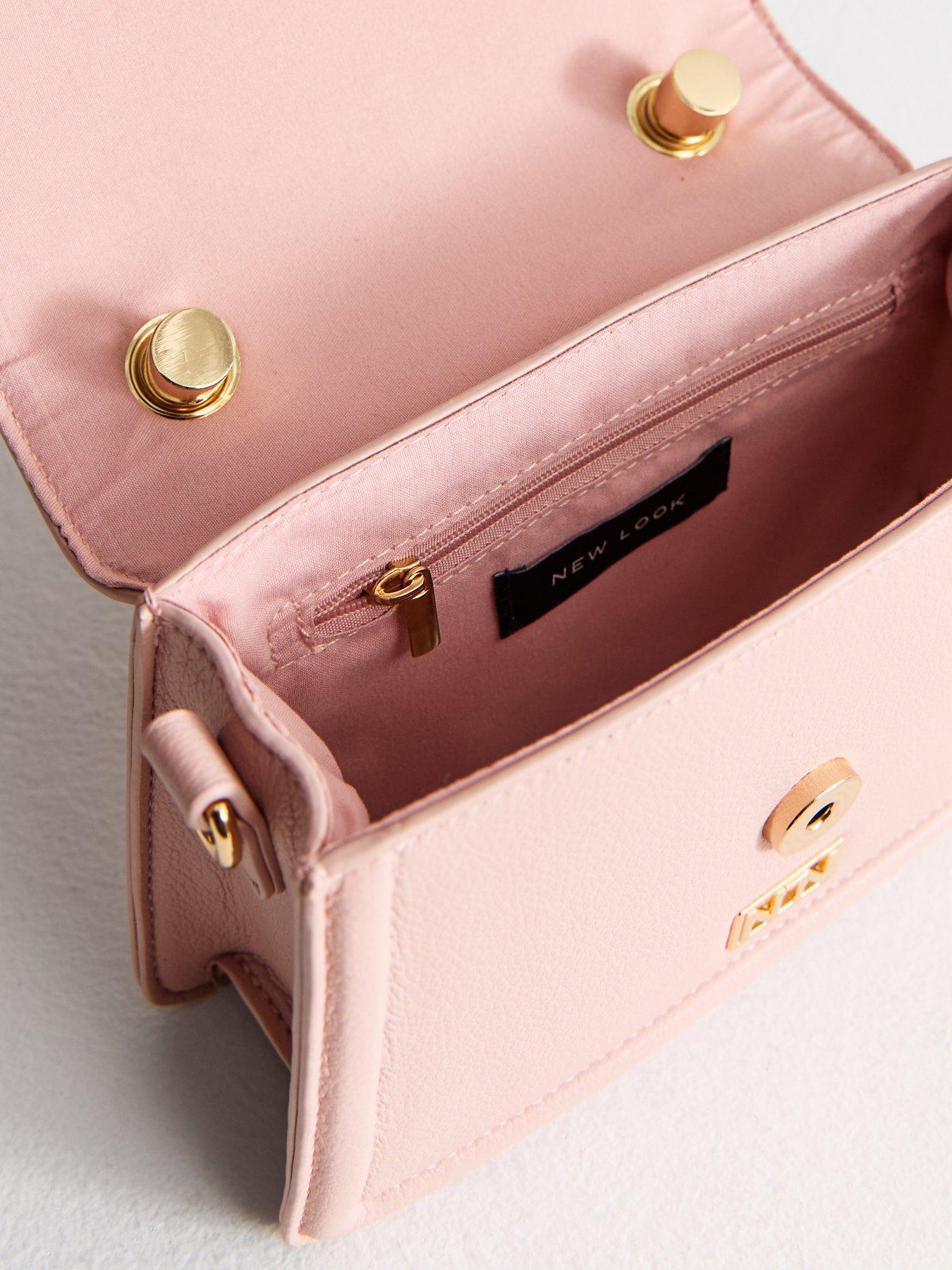  image of new-look-pink-faux-leather-top-handle-bag
